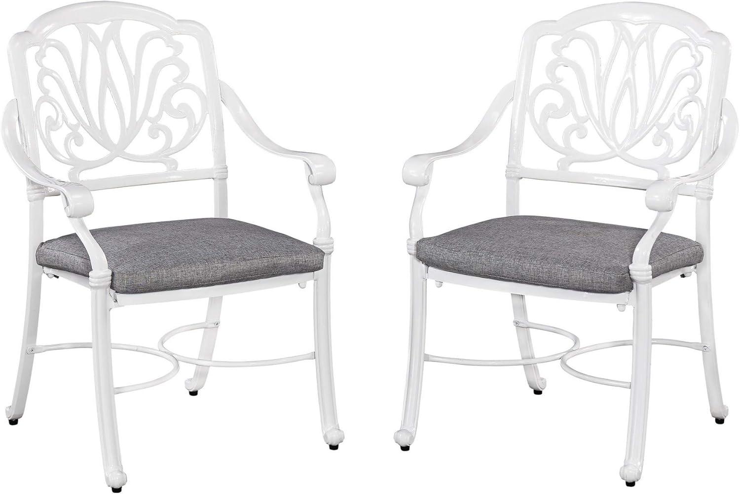 Homestock Rustic Refinement White Aluminum Outdoor Chair Pair