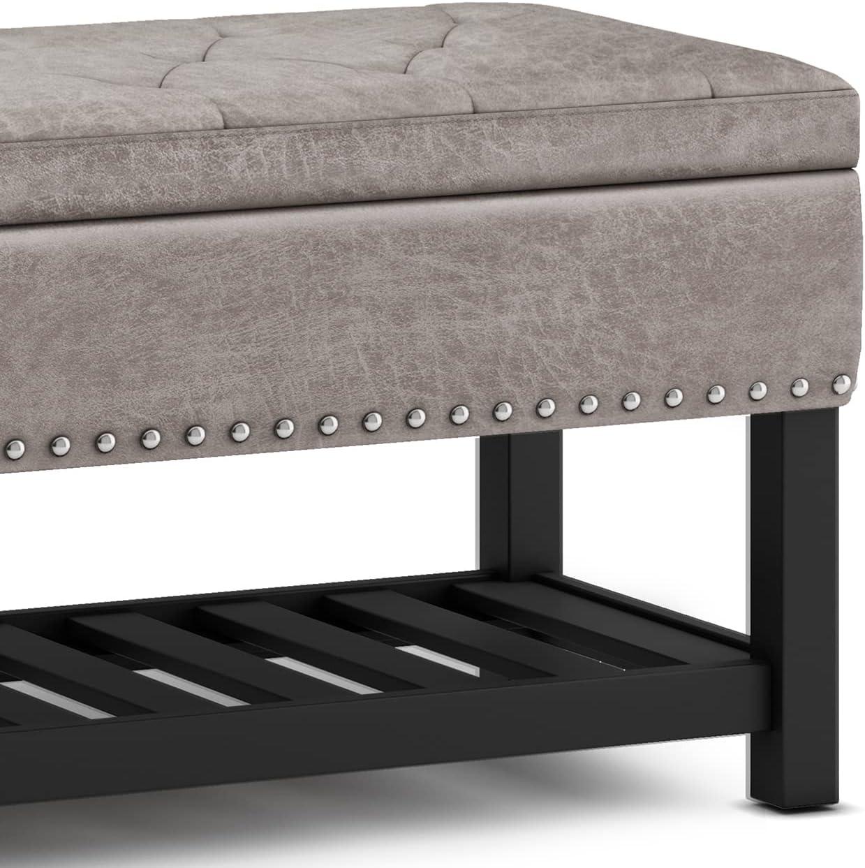 Simpli Home Lomond 44"W Tufted Ottoman Bench with Solid Wood Frame