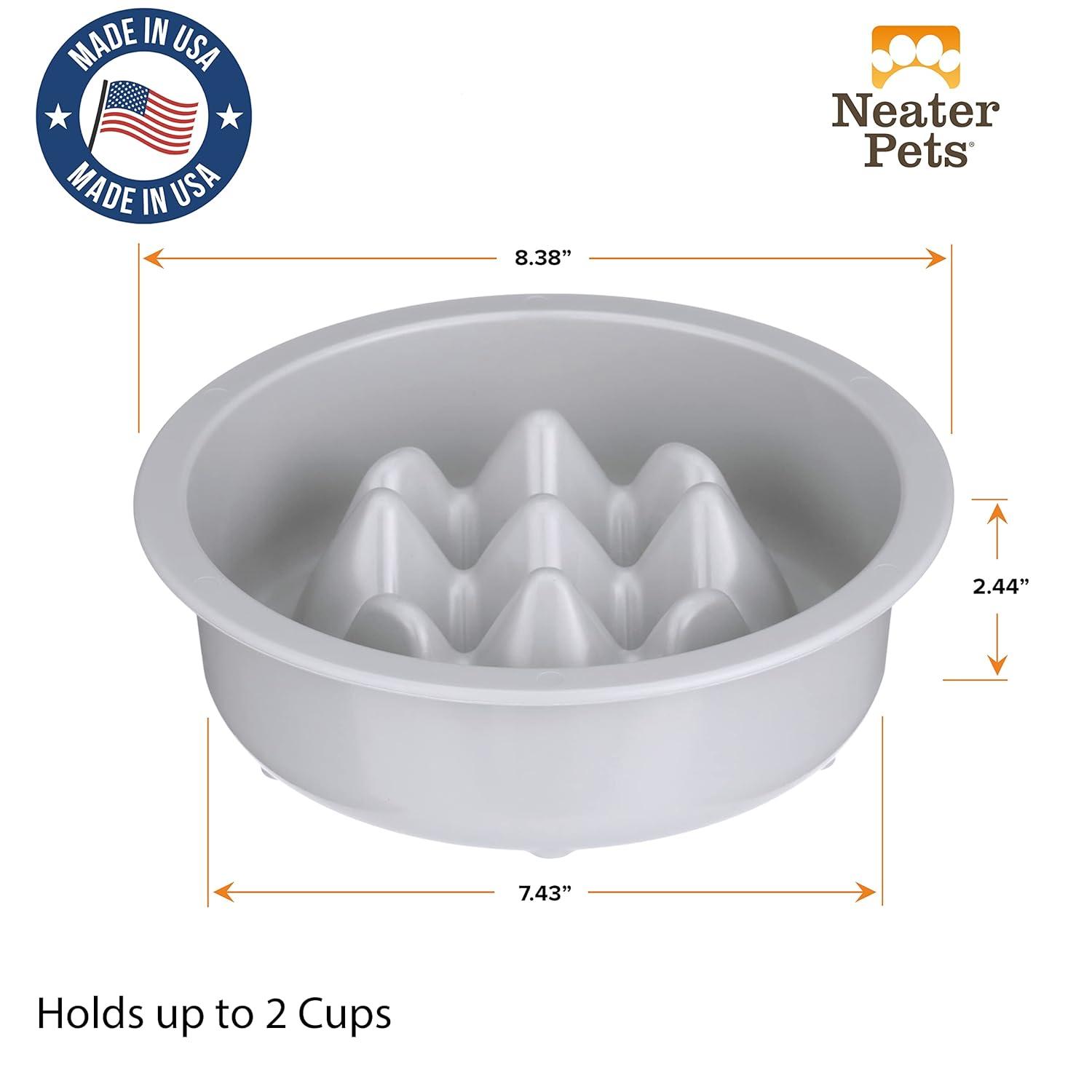 Neater Pets The Niner Slow Feed Bowl for Cats & Dogs - Slow Down Eating & Stop Bloat Vomit - 2 Cups Food Capacity