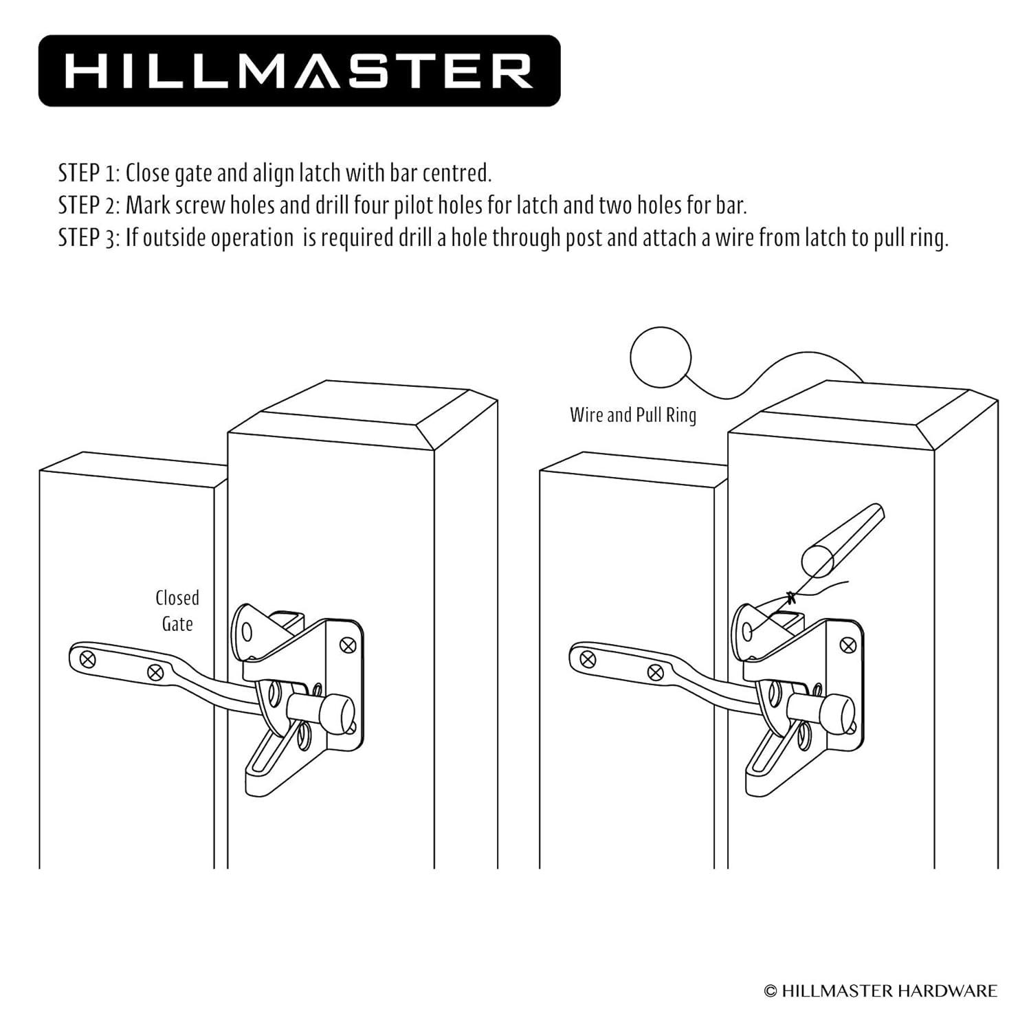 Gate Latch Automatic Gate Gravity Latch Self Locking Fence Gate Latch with Pull Cable for Wooden Fence Gates Door, Black