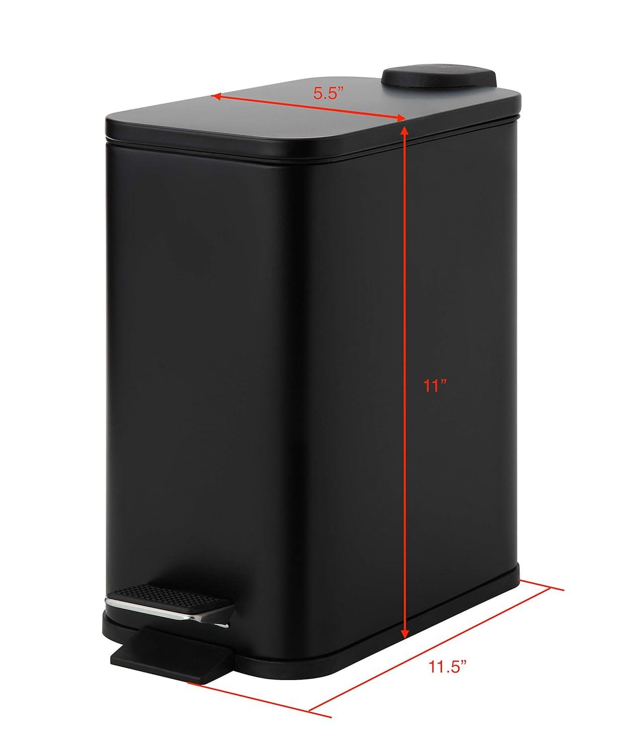 SunnyPoint Rectangle 1.32 Gallon Wastebasket with Plastic Inner Buckets; Black, Metal.