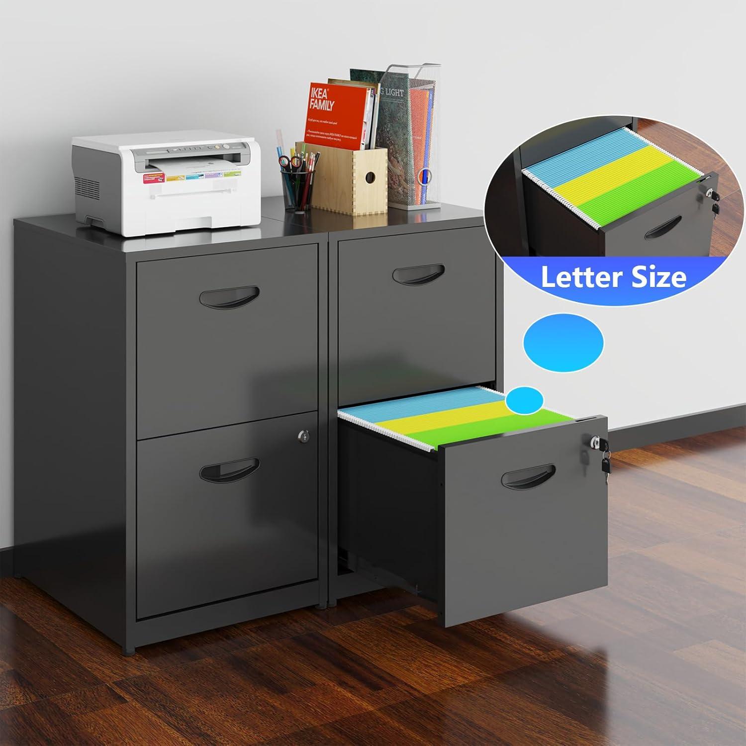 Inbox Zero 2 Drawer File Cabinet With Lock Metal Vertical File Cabinet