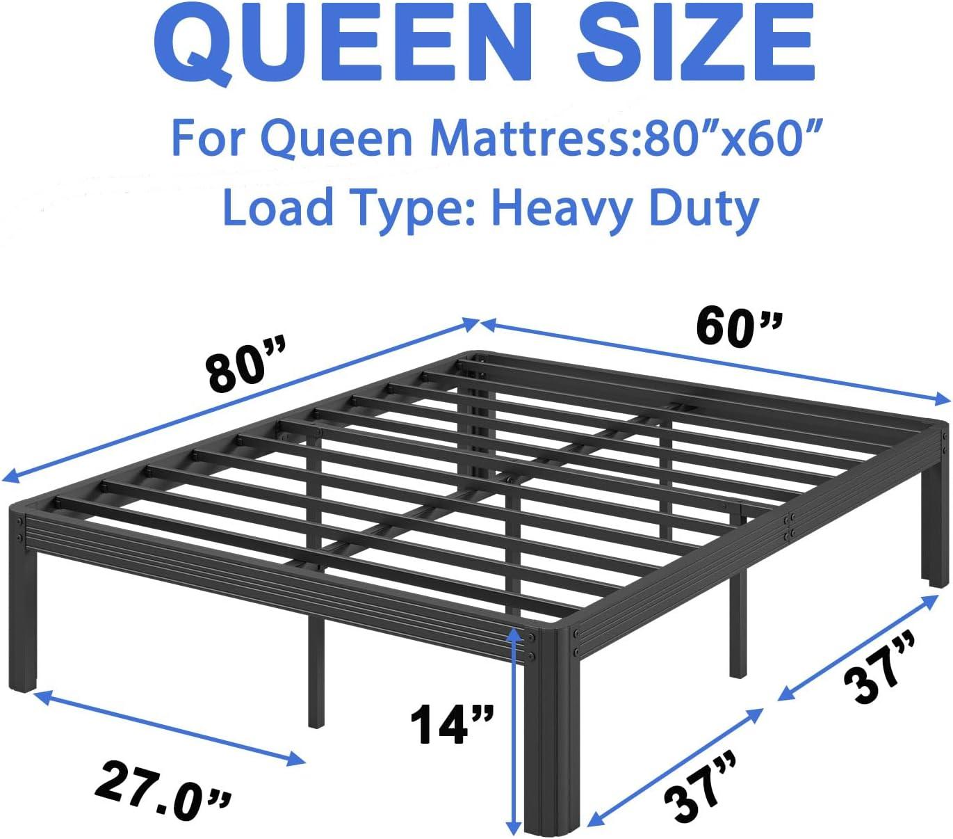 ULIESC 14" Heavy Duty Metal Platform Bed Frame, No Box Spring Needed, Queen Size