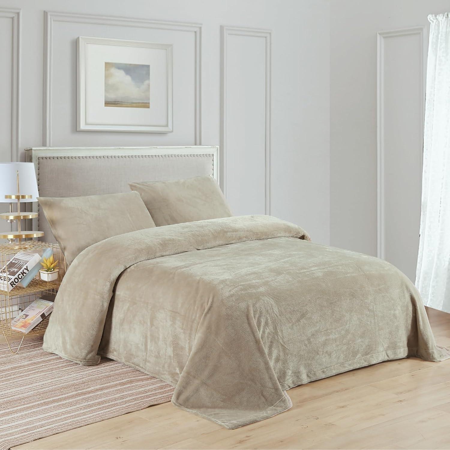 Southwest Canyon Comfort Collection Velvet Plush Sheet Set, Twin, Taupe