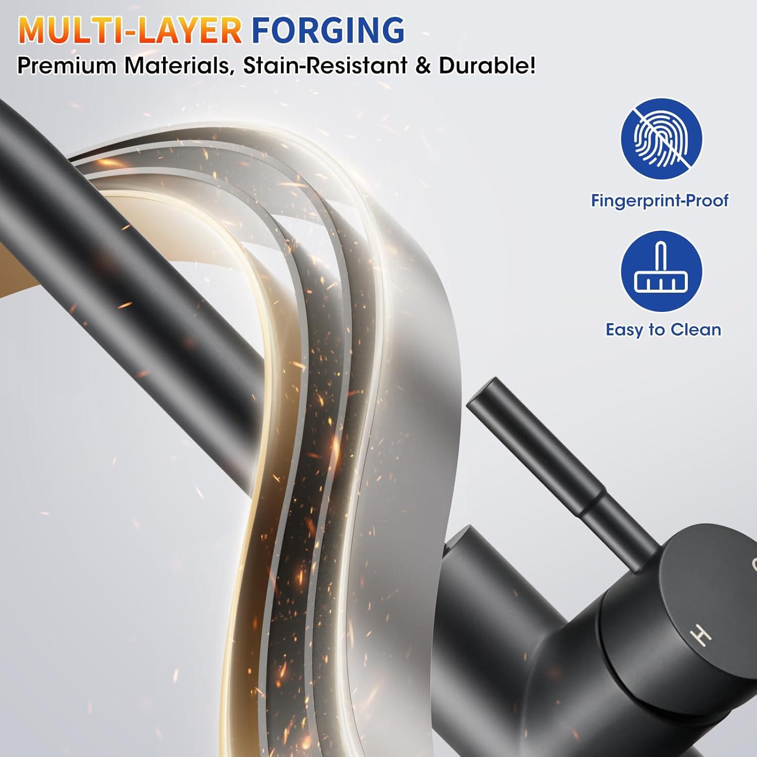 GAGALIFE Single Handle Pull Down Sprayer Kitchen Faucet High Arc Stainless Steel Faucet with 3-Function Sprayer JJL-CL-PT-SDP-G