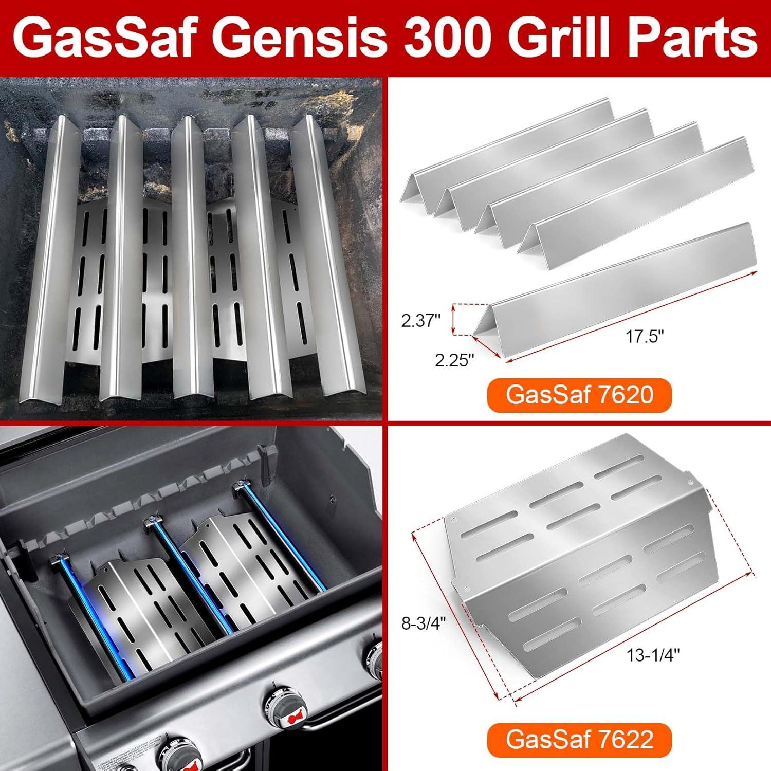 GasSaf 17.5 Grill Flavorizer Bars Heat Deflector for Weber Genesis Parts 310, Flavor Bar for Weber Genesis 300 310 320 330 EP310 EP320 EP330 (Front Knob 2011-Newer) Grill Parts Heat Plates 7620 7622