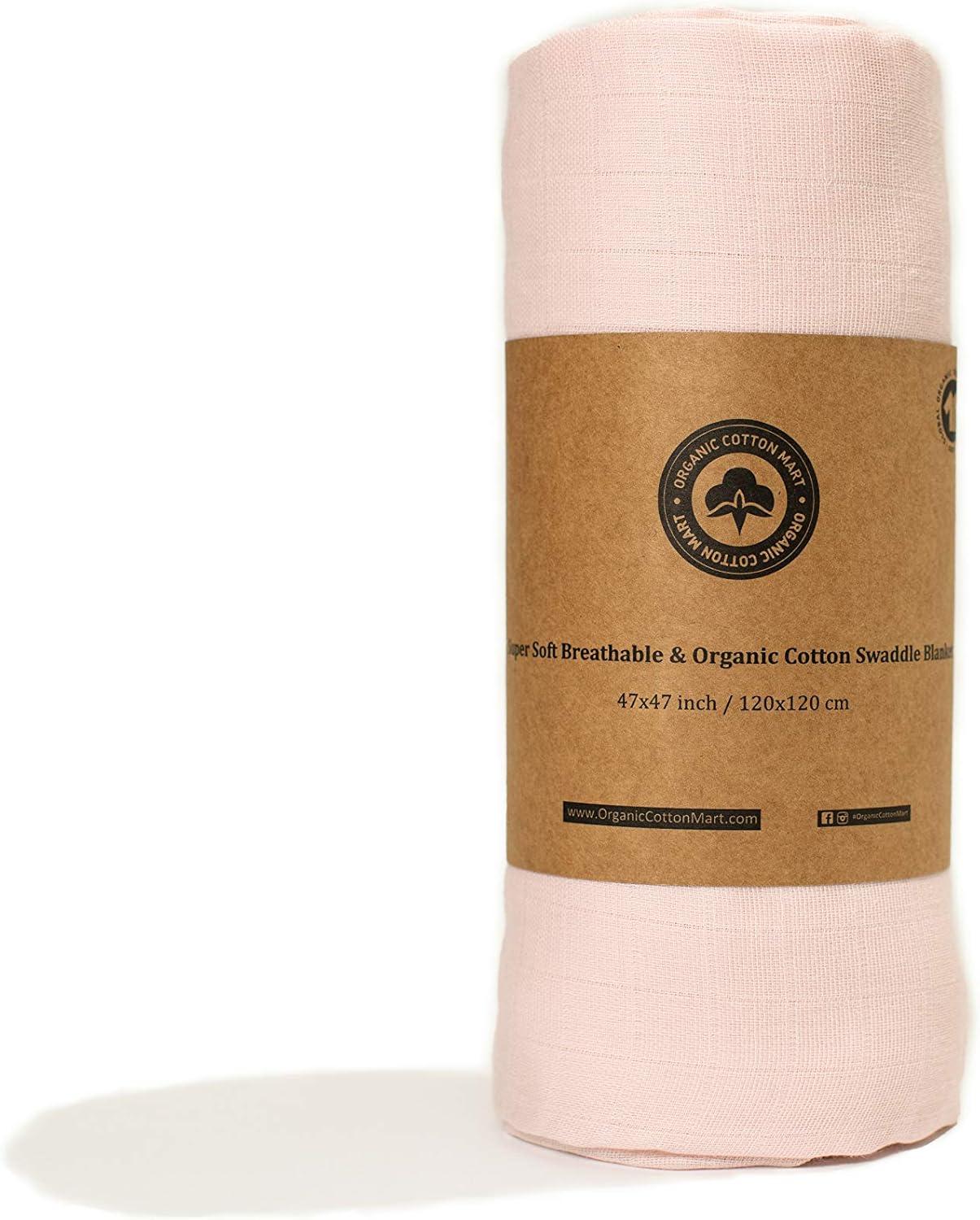 Swaddle Blankets for Girl - Pink Muslin Swaddling Blanket - 100% Organic Cotton Baby Girl Muslin Swaddle Blanket - Pink Gauze Swaddling Blankets - Pink Baby Receiving Blanket - 47”x47” (1 Swaddle)