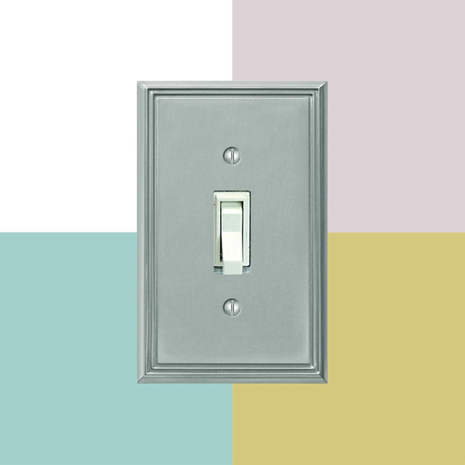 Amerelle 77TTRBN Moderne Wallplate 2 Toggle / 1 Rocker Cast Metal Brushed Nickel 1-Pack