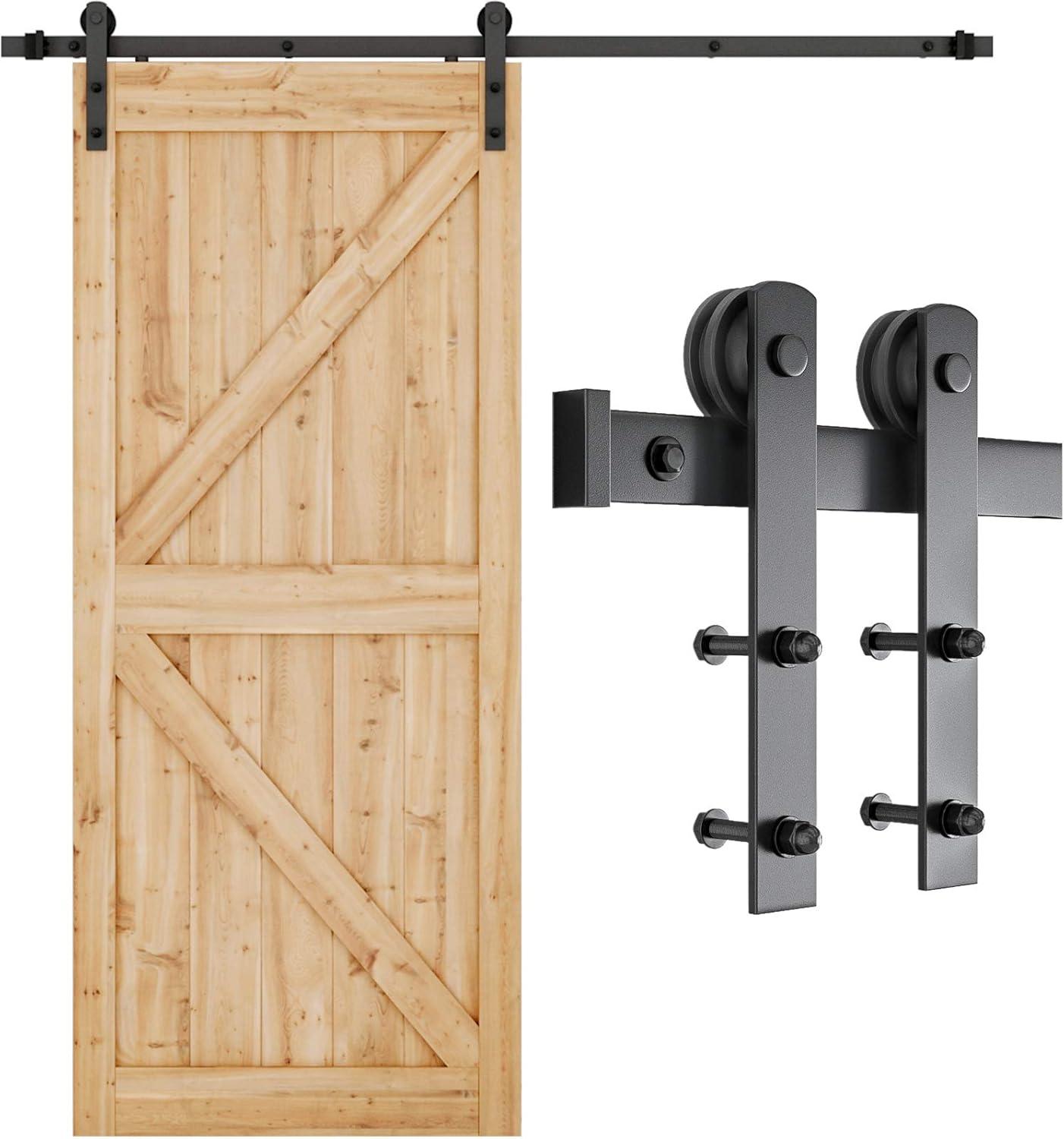 SMARTSTANDARD 6.6FT Barn Door Hardware kit, Barn Door Track, Sliding Door Hardware kit, Smoothly and Quietly -Heavy Duty Sturdy -Easy to Install, Fit 36"-40" Wide Panel (I Shape Hanger)
