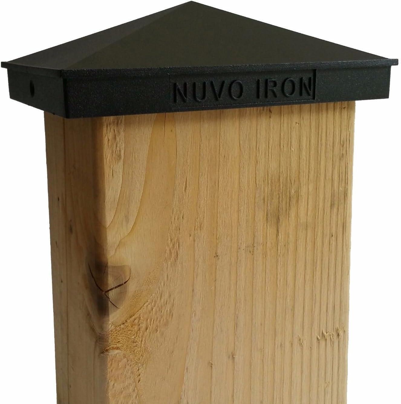 Nuvo Iron Decorative Pyramid Post Cap for 3.5" x 5.5" / 4" x 6" Posts - Black