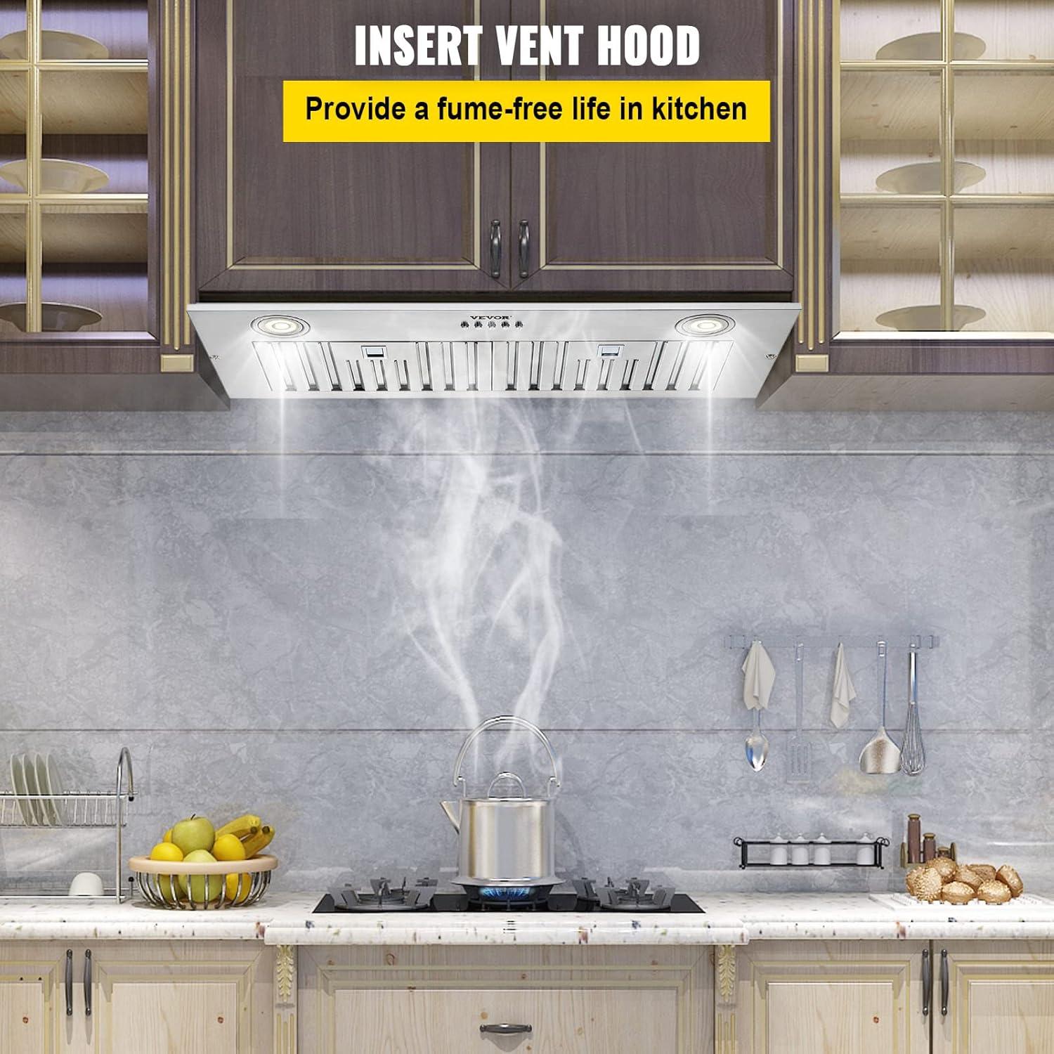 VEVOR Insert Range Hood 800-CFM 3-Speed 27.8-inch Under Cabinet Range Hoods with Charcoal Filter