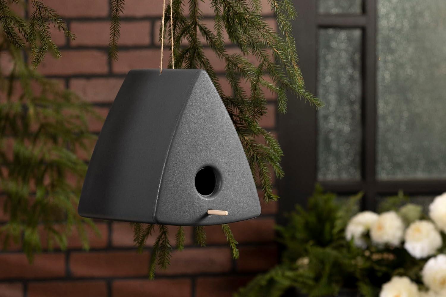 Dalya Triangle Decorative Birdhouse Dark Gray