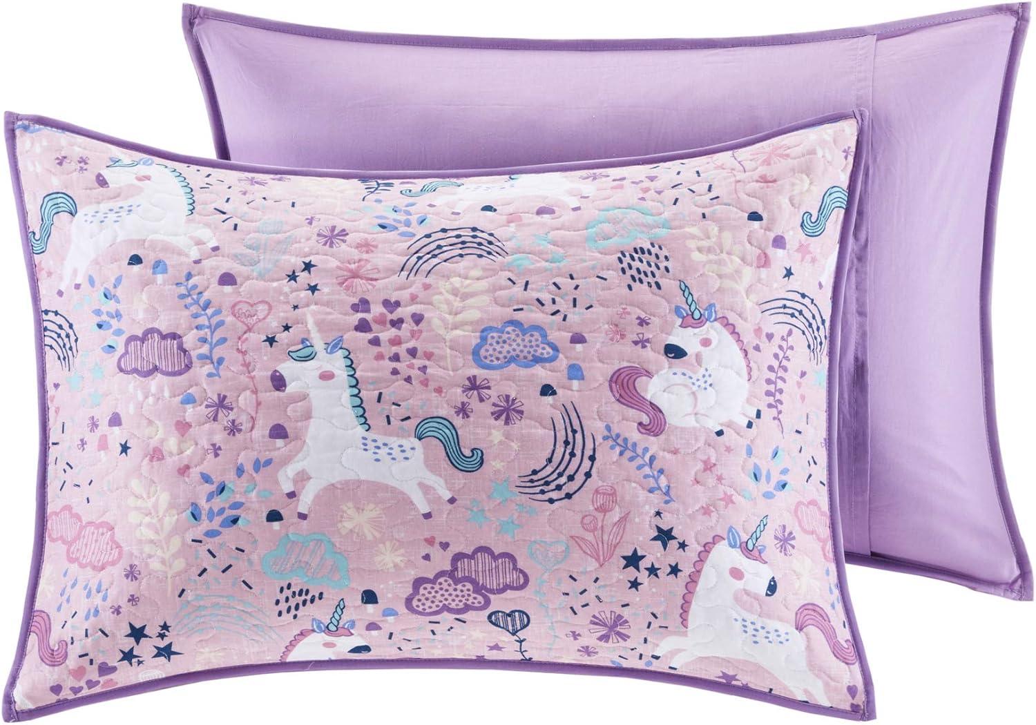 Urban Habitat Kids Lola Unicorn Reversible Cotton Quilt Set with Throw Pillows