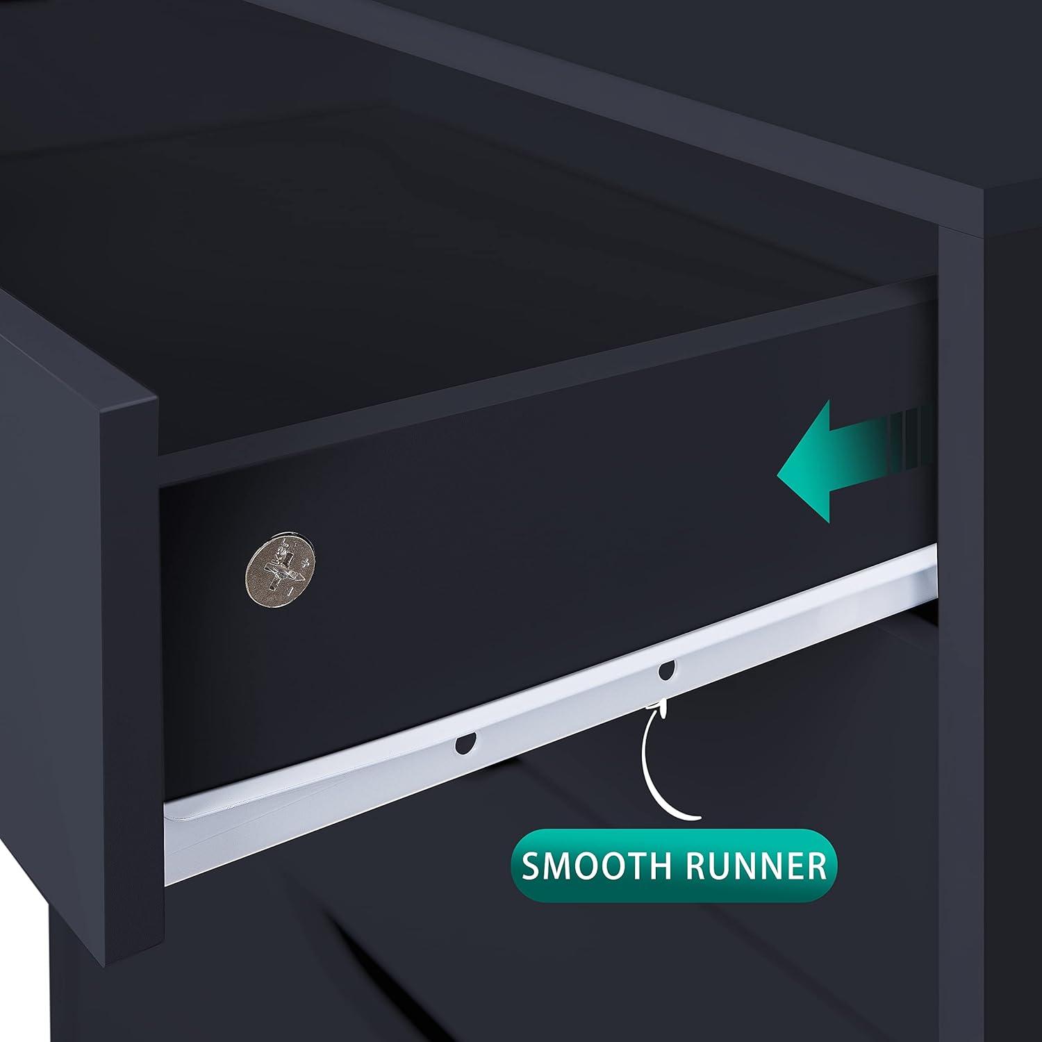 Drawer Dresser, Tall Dressers for bedroom, Kids dresser with drawers, Small Dresser for Closet, Makeup dresser Black 7 Drawer