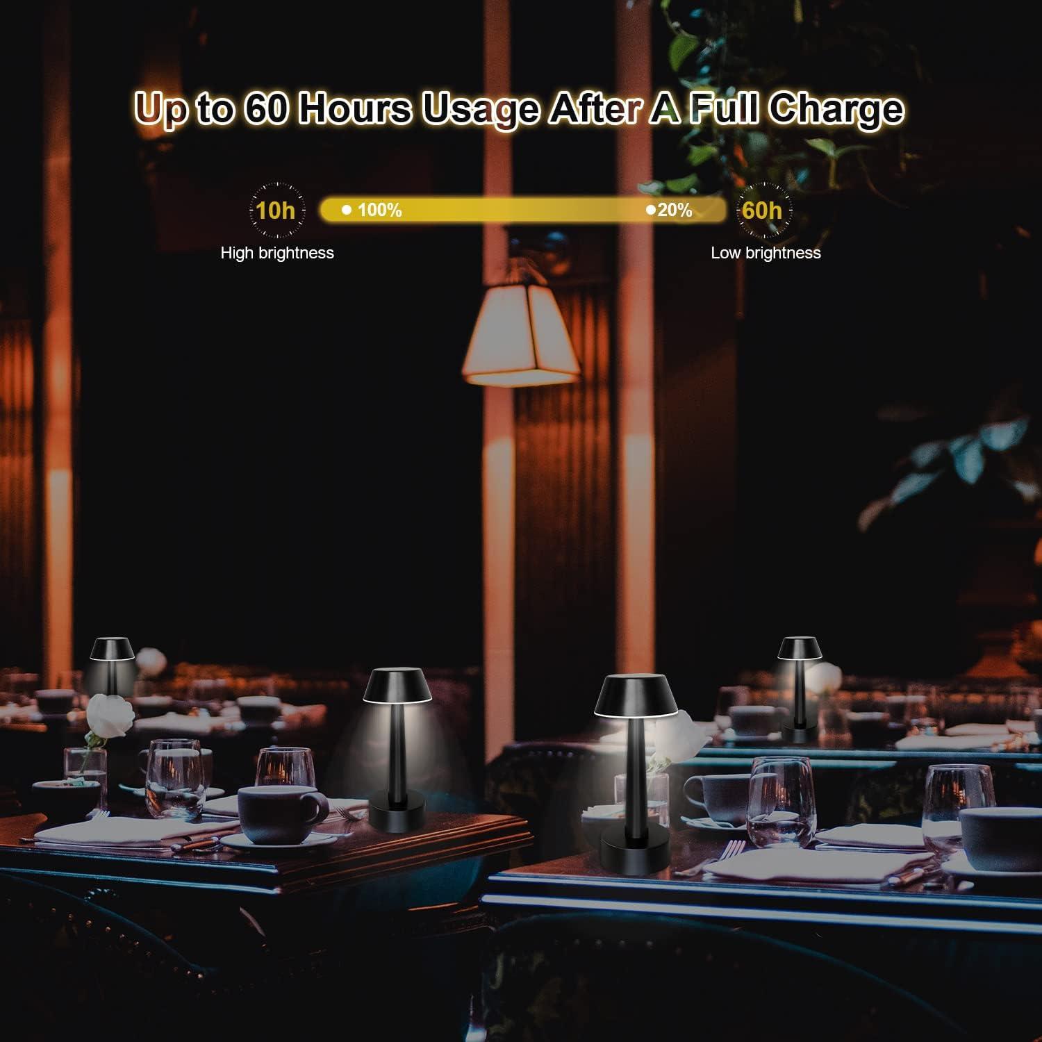 Egobasic Cordless Table Lamps, Modern Rechargeable Battery LED Desk Touch Night Light, 11.8" Metal Minimalist Small Portable Lamps for Dinner Coffee Table Restaurant Bedroom Bar Hotel, Gold