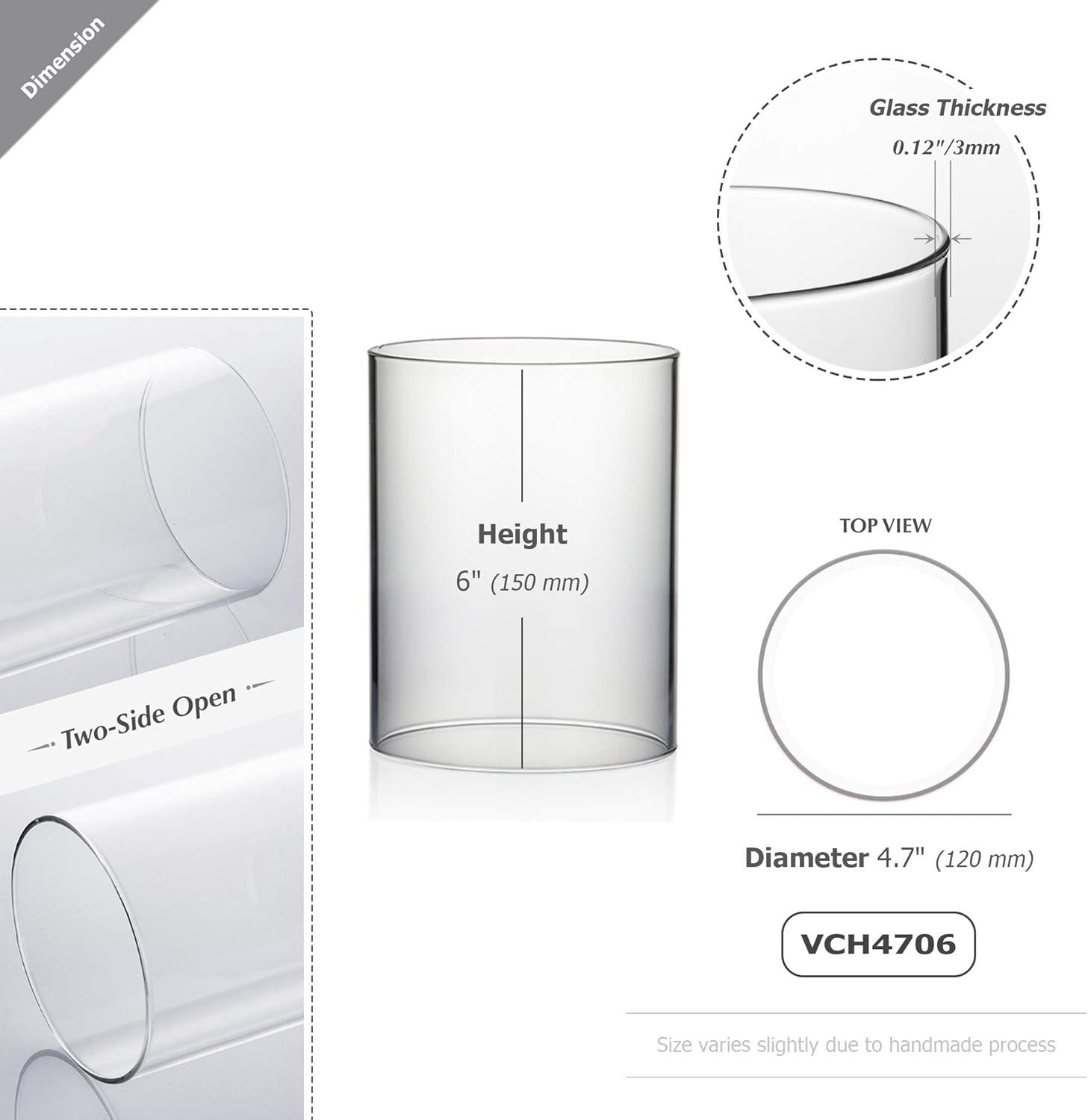 WGV Clear Hurricane Candle Shade Chimney Tube - 5" Wide x 6" Height, Good quality, Heavy Weighted Base - 1 Pc