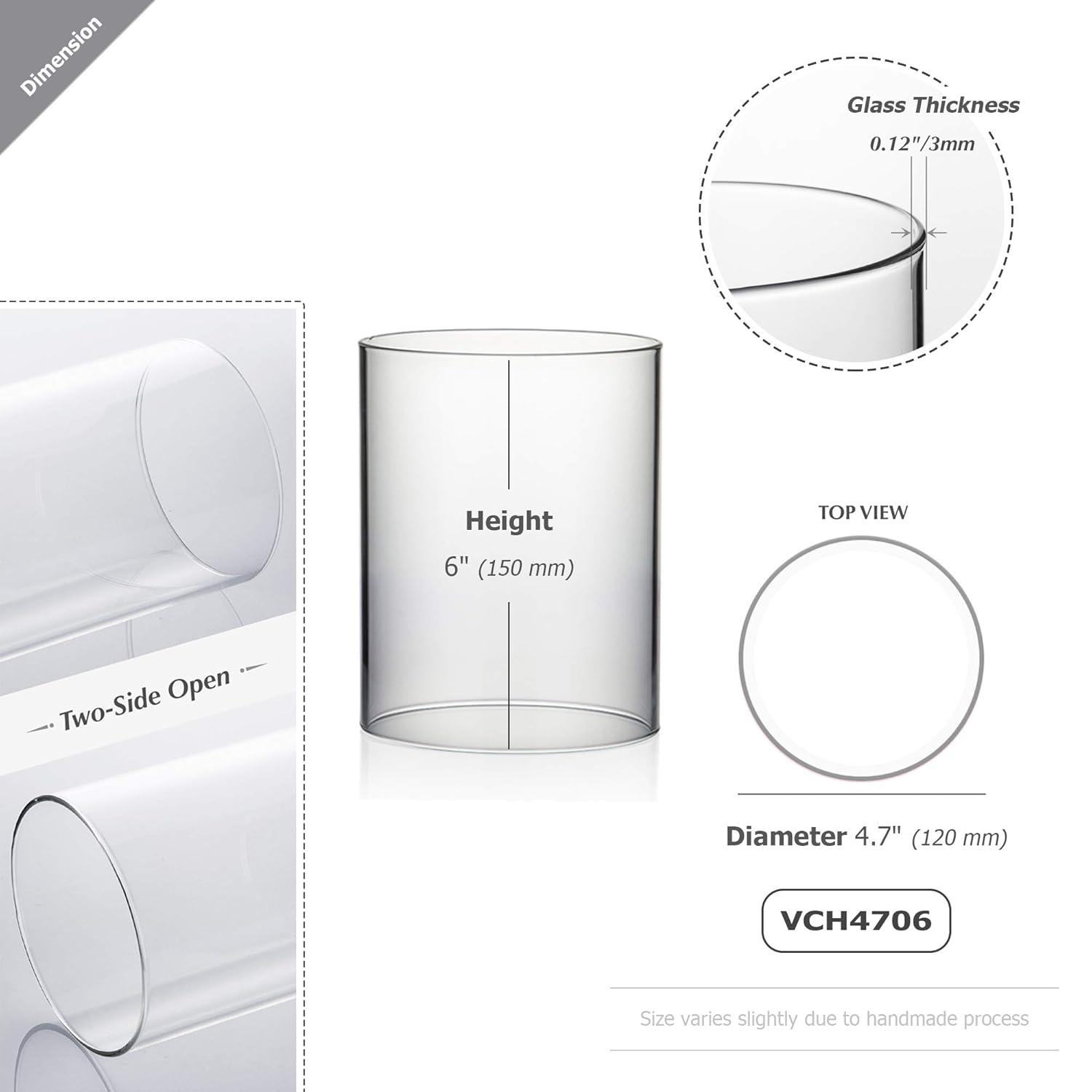 WGV Clear Hurricane Candle Shade Chimney Tube - 5" Wide x 6" Height, Good quality, Heavy Weighted Base - 1 Pc