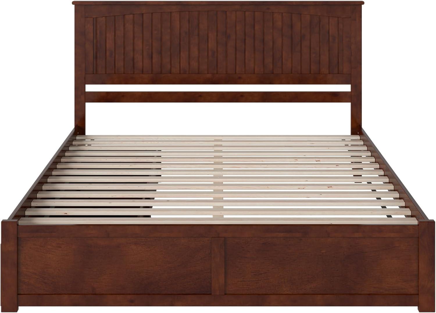 AFI Nantucket King Wood Platform Bed with Footboard and Storage Drawers, Walnut