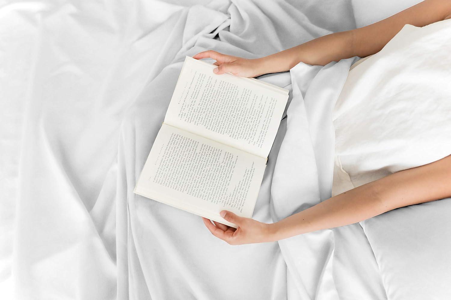 CGK Linens Luxury 1000 Thread Count 4 Piece Sheet Set - Soft & Premium 100% Cotton Sateen in White, Size Twin