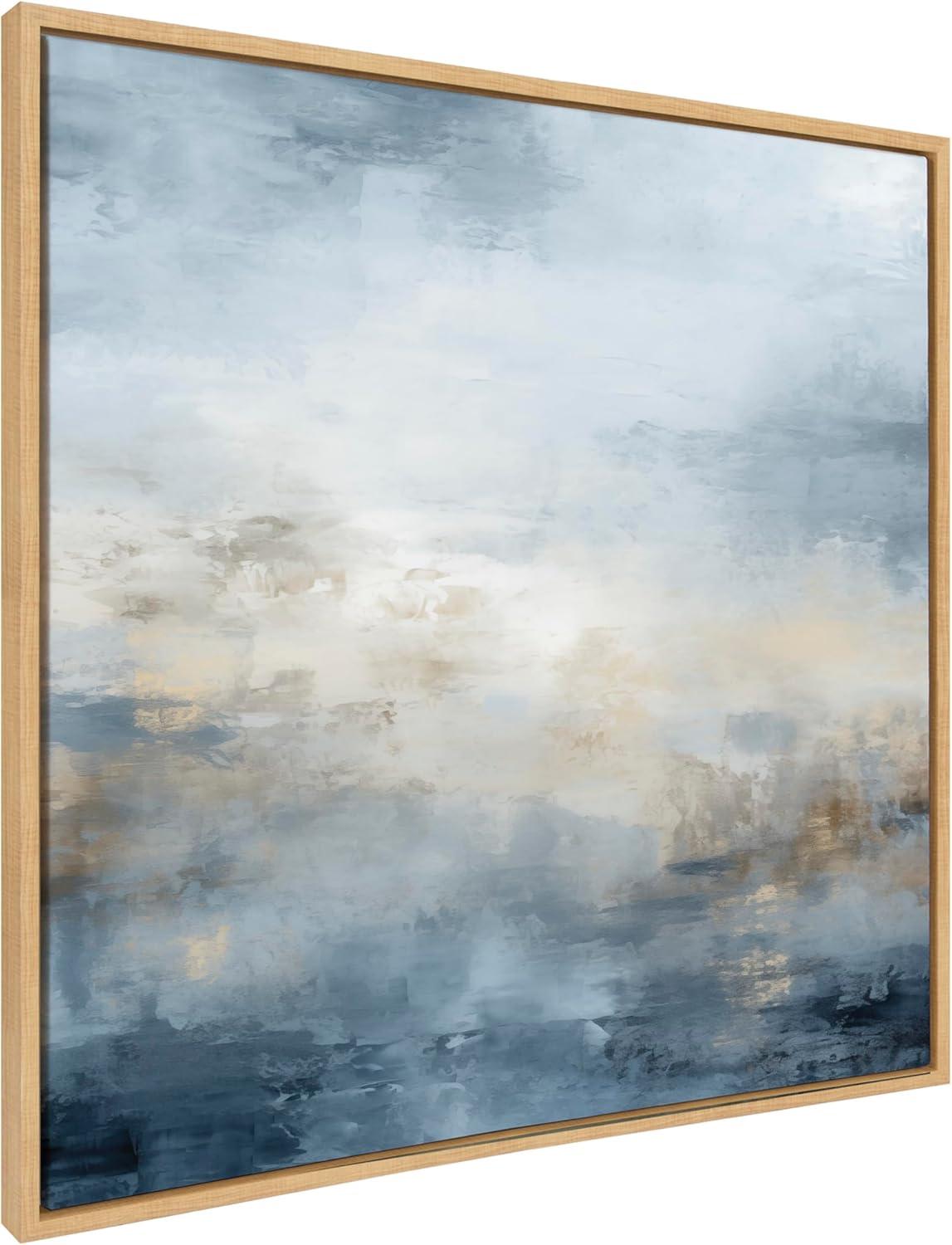 Kate & Laurel All Things Decor 30"x30" Tonal Abstract Blue Framed Canvas by The Creative Bunch Studio Natural