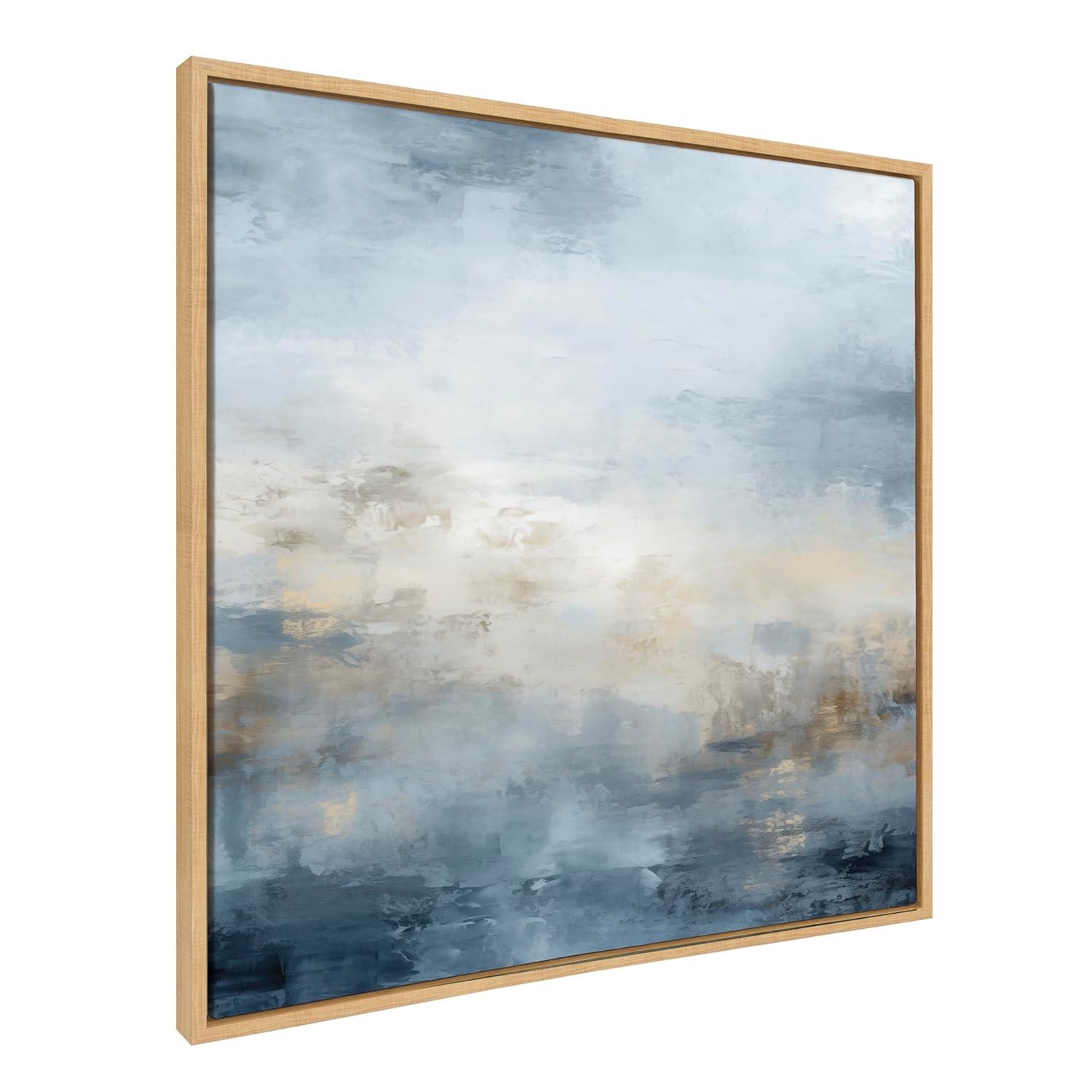 Kate & Laurel All Things Decor 30"x30" Tonal Abstract Blue Framed Canvas by The Creative Bunch Studio Natural