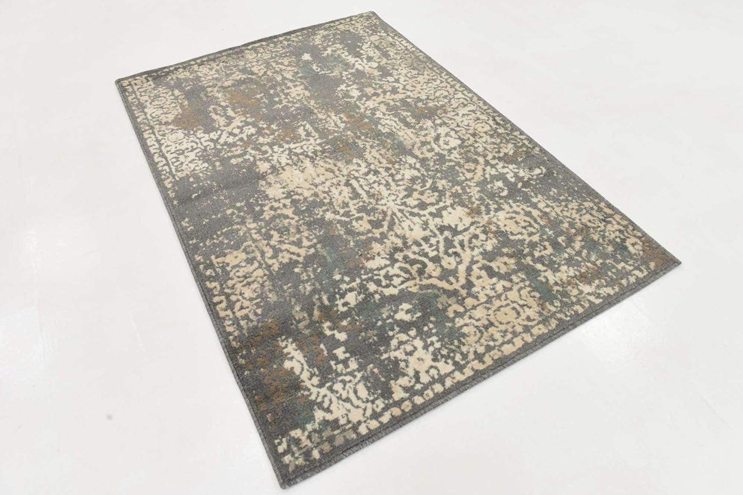 Unique Loom Tuareg Collection Area Rug - Mirage (4' 1" x 6' 1" Rectangle Gray/Beige)