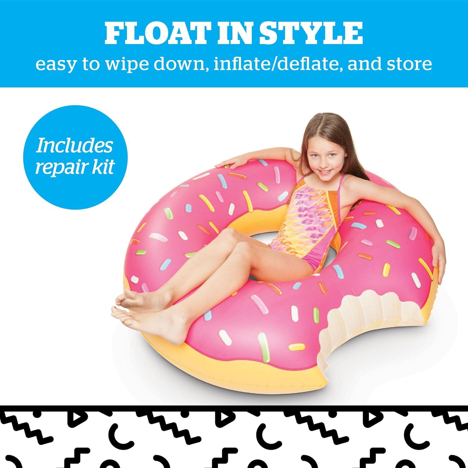 BigMouth Inc Gigantic Donut Pool Float, Funny Inflatable Vinyl Summer Pool or Beach Toy, Patch Kit Included