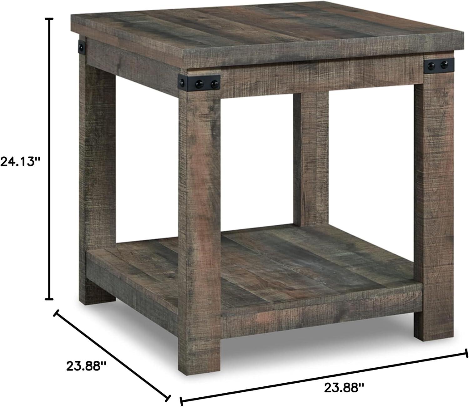 Signature Design by Ashley Casual Hollum End Table, Rustic Brown