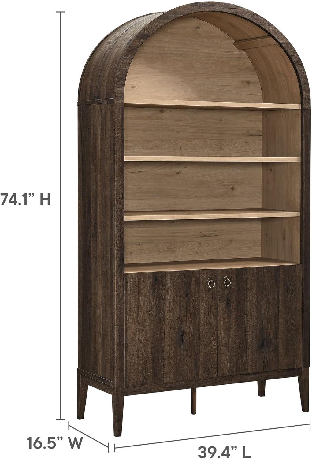 Modway Nolan 74" Tall Arched Storage Display Cabinet Bookshelf