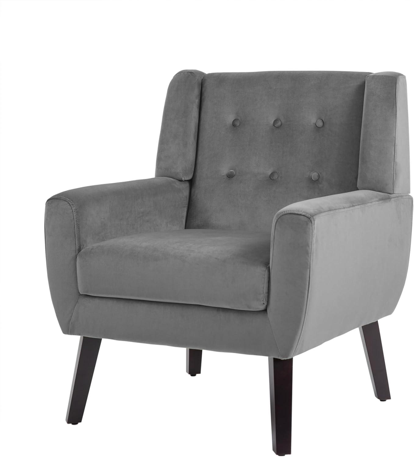 UIXE 2PCS Velvet Accent Chair, Modern Upholstered Arm Chair for Living Room Bedroom Office Room (Gray)