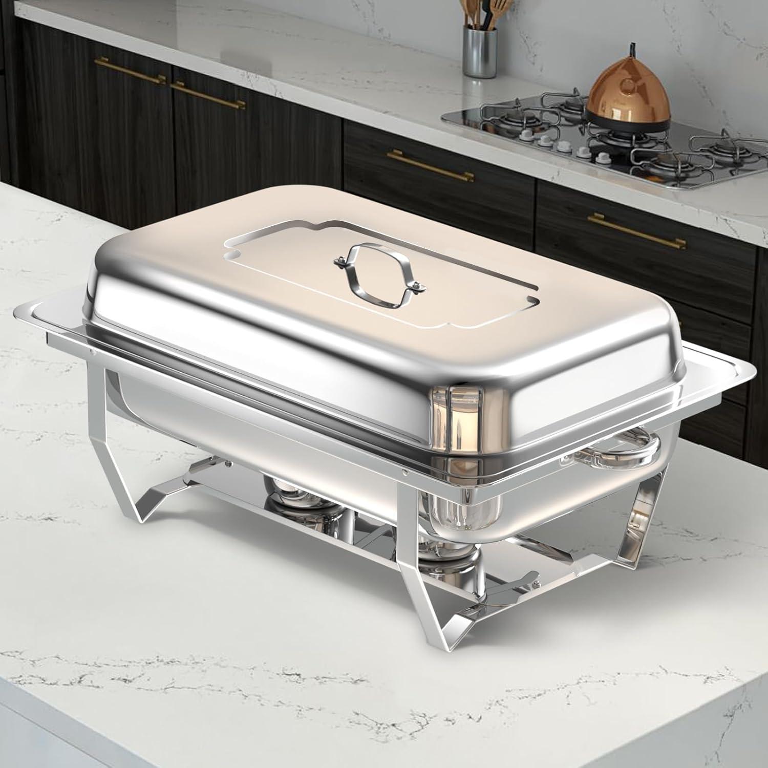The Party Aisle™ Chafing Dishes For Buffet 4 Pack, 8 Qt Stainless Steel Chafers And Buffet Warmers Sets With Lid, Rectangle Serving Food Warmer Catering Supplies Buffet Display For Parties