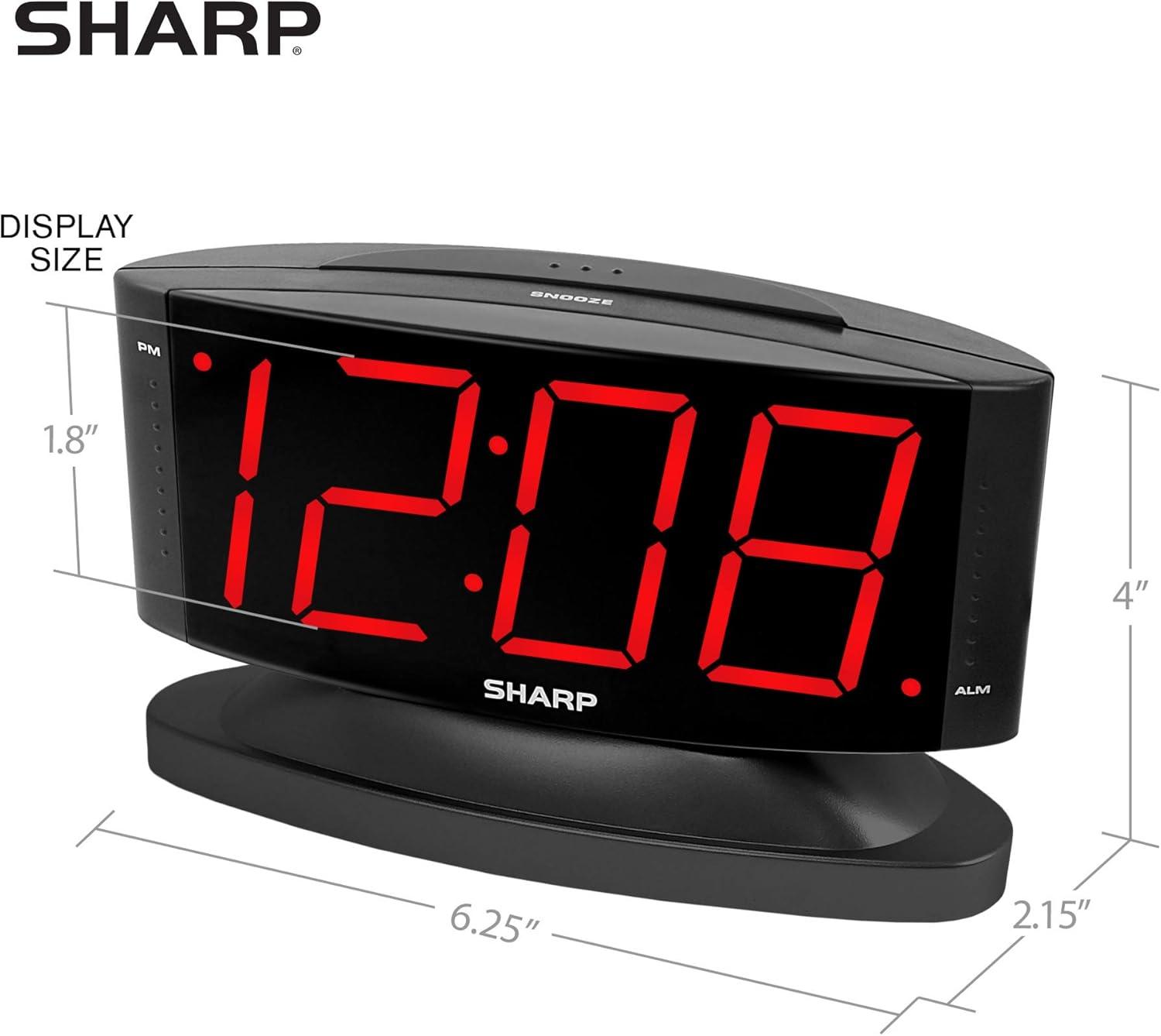 Black Digital LED Alarm Clock with Swivel Base