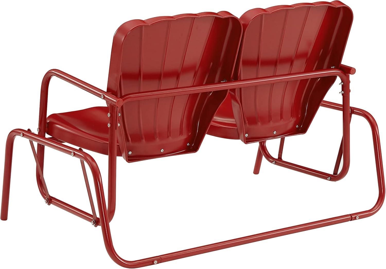 Bright Red Steel Retro Outdoor Loveseat Glider