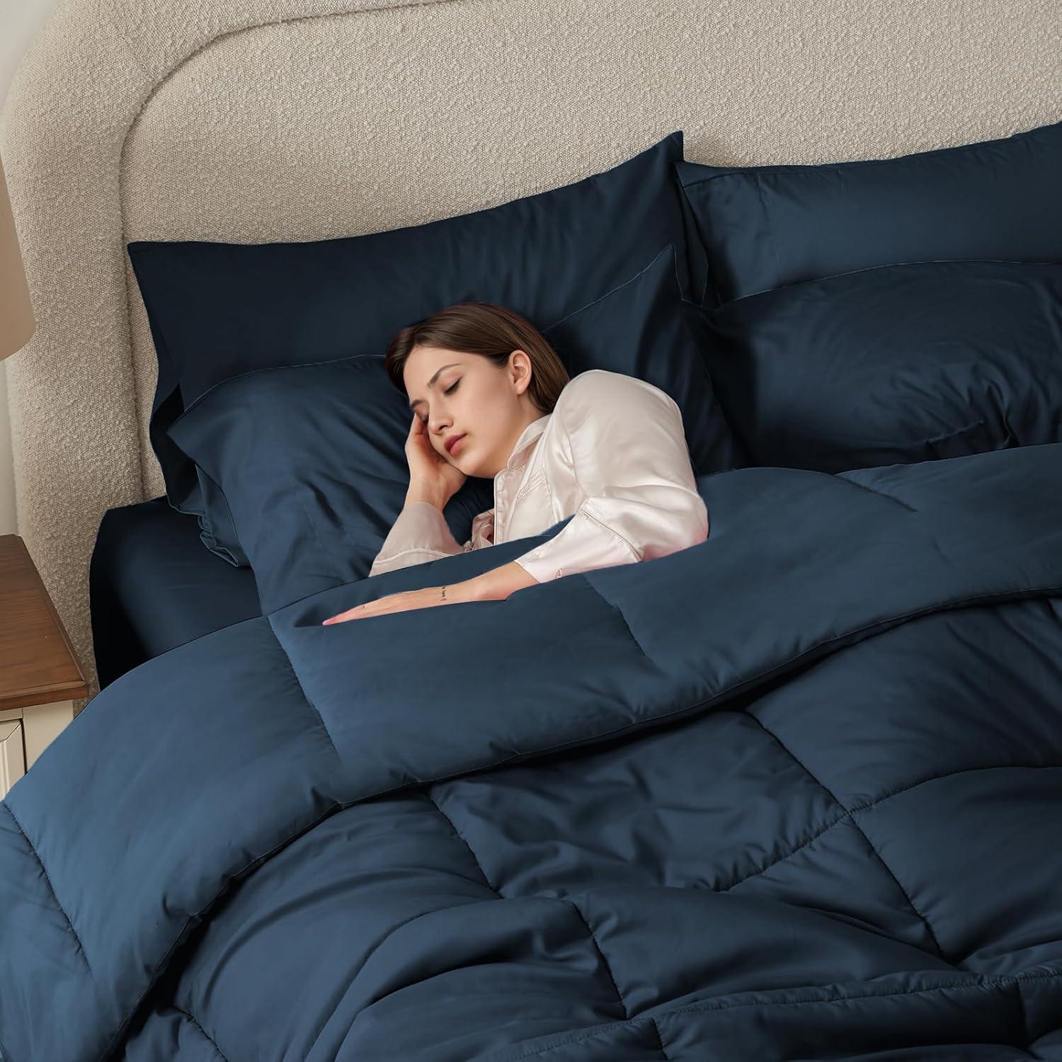 Sweet Home Collection All Season Bed-in-A-Bag 5pc/7pc Solid Color Comforter & Sheet Set Ultra Soft Bedding by Sweet Home Collection