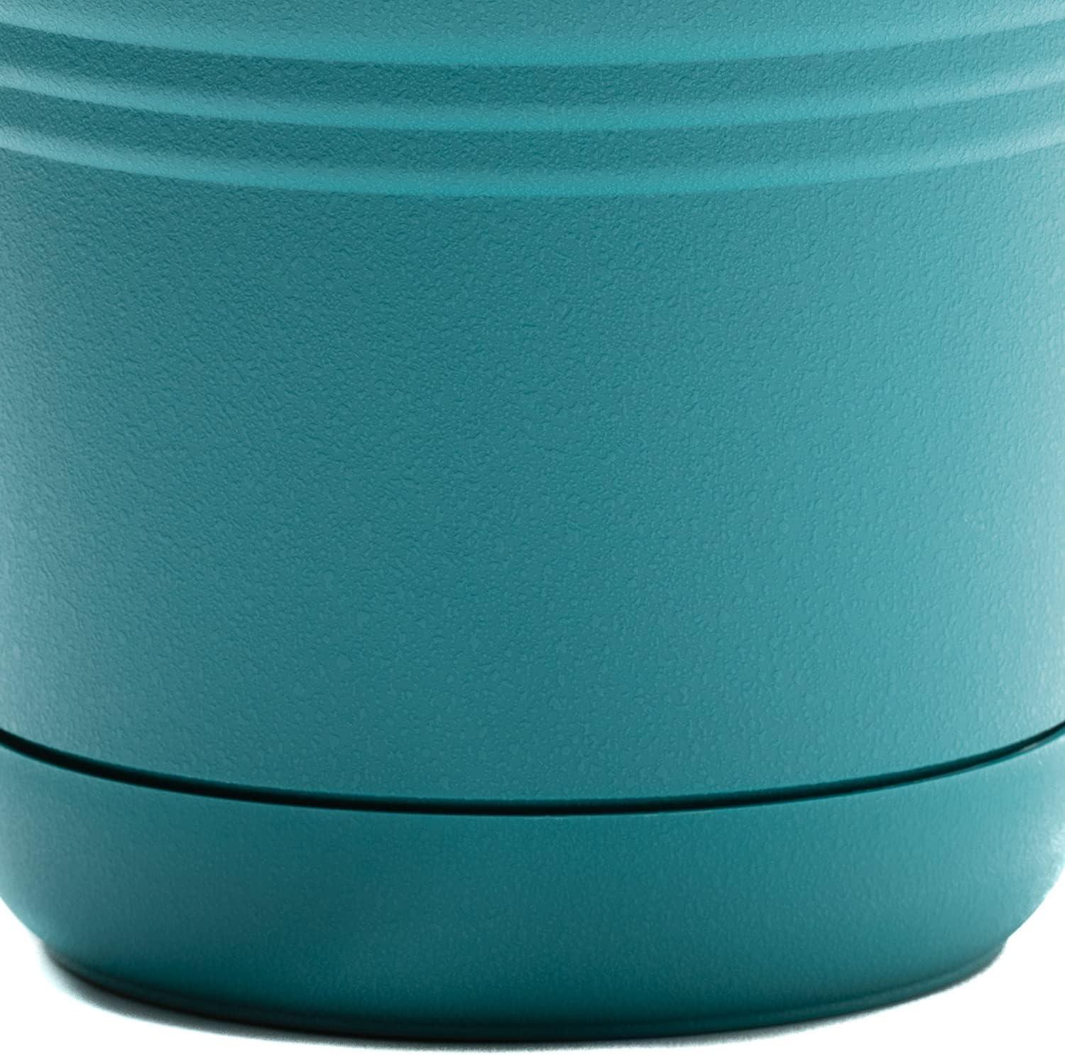 Bermuda Teal Saturn 12" Polypropylene Planter with Saucer