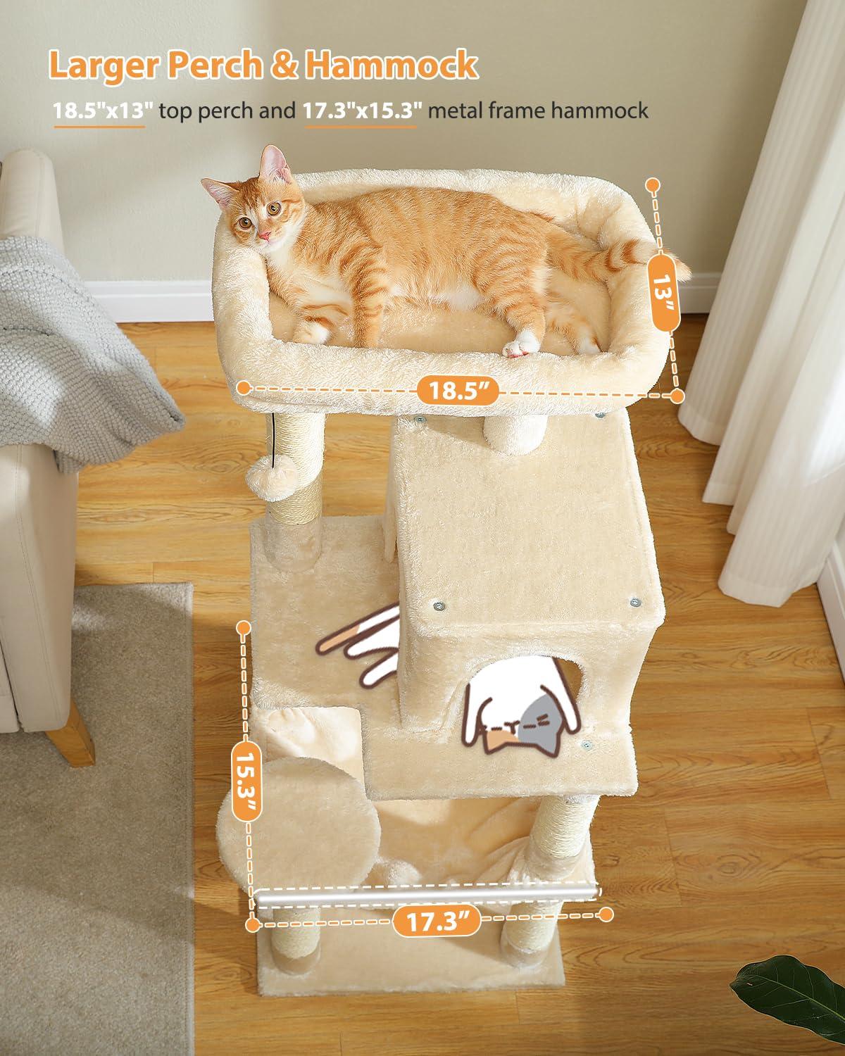 Gothic Cat Tree With Super Large Hammock, Cat Tower With Coffin Bed, Cat Condo, Sisal Scratching Posts & Top Perch, Multi-Level Goth Cat Tree, Halloween