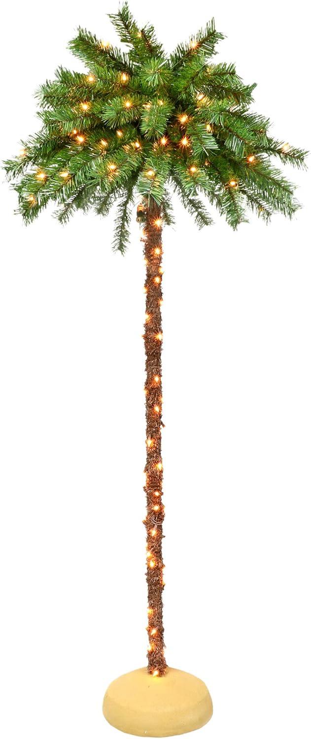 Tropical Glow 6ft Pre-Lit White Light Palm Christmas Tree