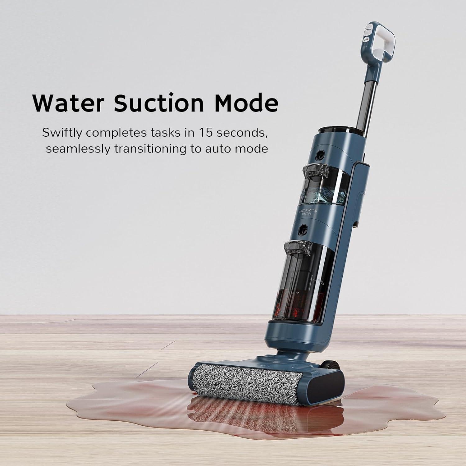 AIRTHEREAL Cordless Wet Dry Vacuum Cleaner, Close-to-Floor Brush and Powerful 12Kpa Suction, ????????-?????? Self-Cleaning, Smart Digital Display and Voice Assistant, for Hard Floors, VacTide V2