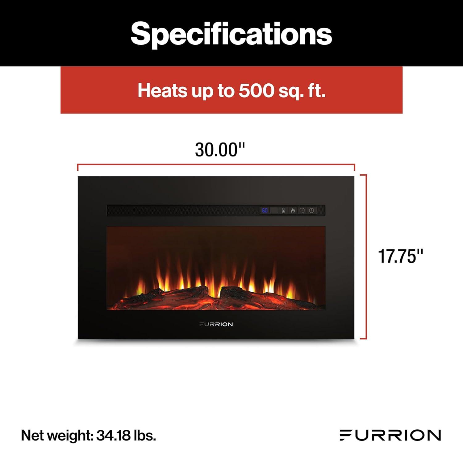 Lippert Components Lippert 689136 Built-in Electric Fireplace with Wood Platform-30, Black