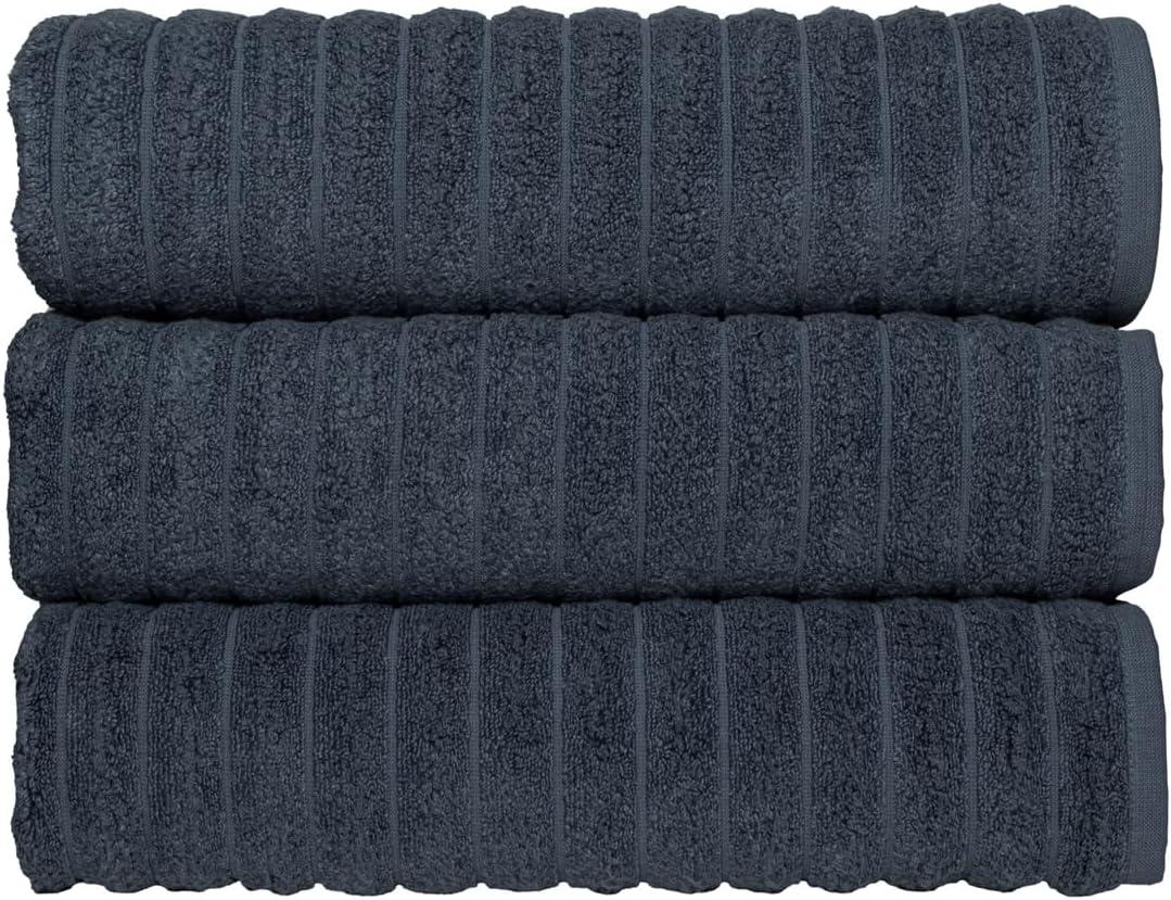 Classic Turkish Towel s Cotton Bath Sheets Set & Oversized Ribbed Towels, Ultra-Soft & Absorbent & Set of 3 - 40x65 Royal Blue