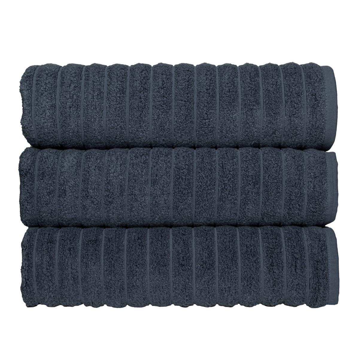 Classic Turkish Towel s Cotton Bath Sheets Set & Oversized Ribbed Towels, Ultra-Soft & Absorbent & Set of 3 - 40x65 Royal Blue