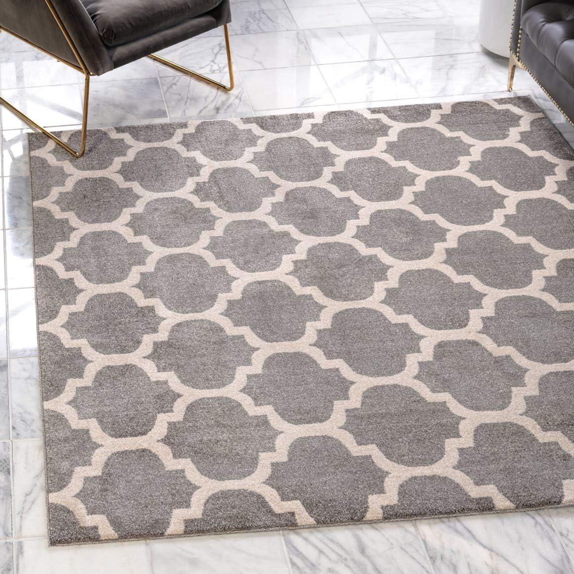 Unique Loom 5' 4 x 6' 1 Trellis Philadelphia Dark Gray Area Rug