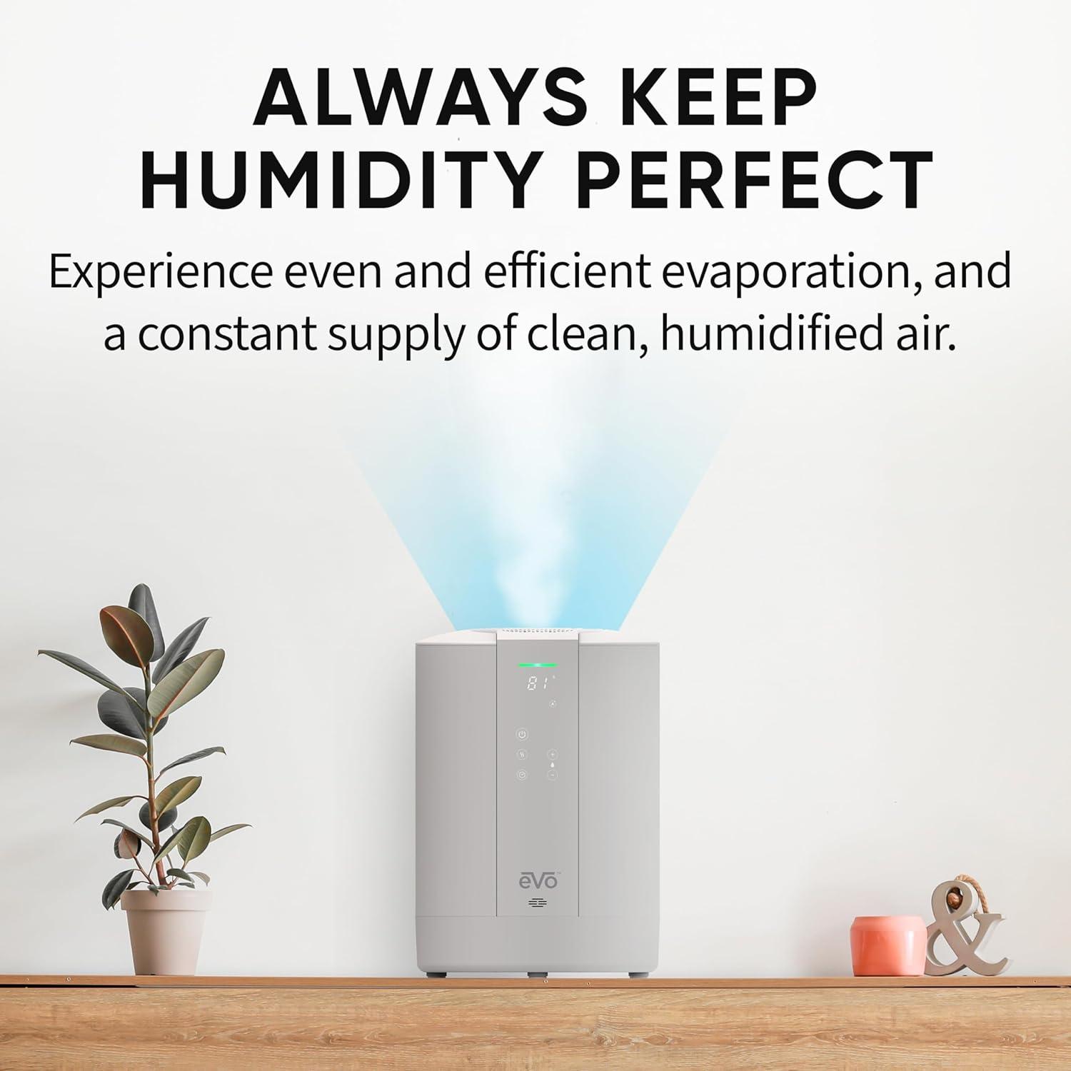 Evo Evo Warm Mist Evaporative Tabletop Humidifier with Adjustable Humidistat for 500 Cubic Feet