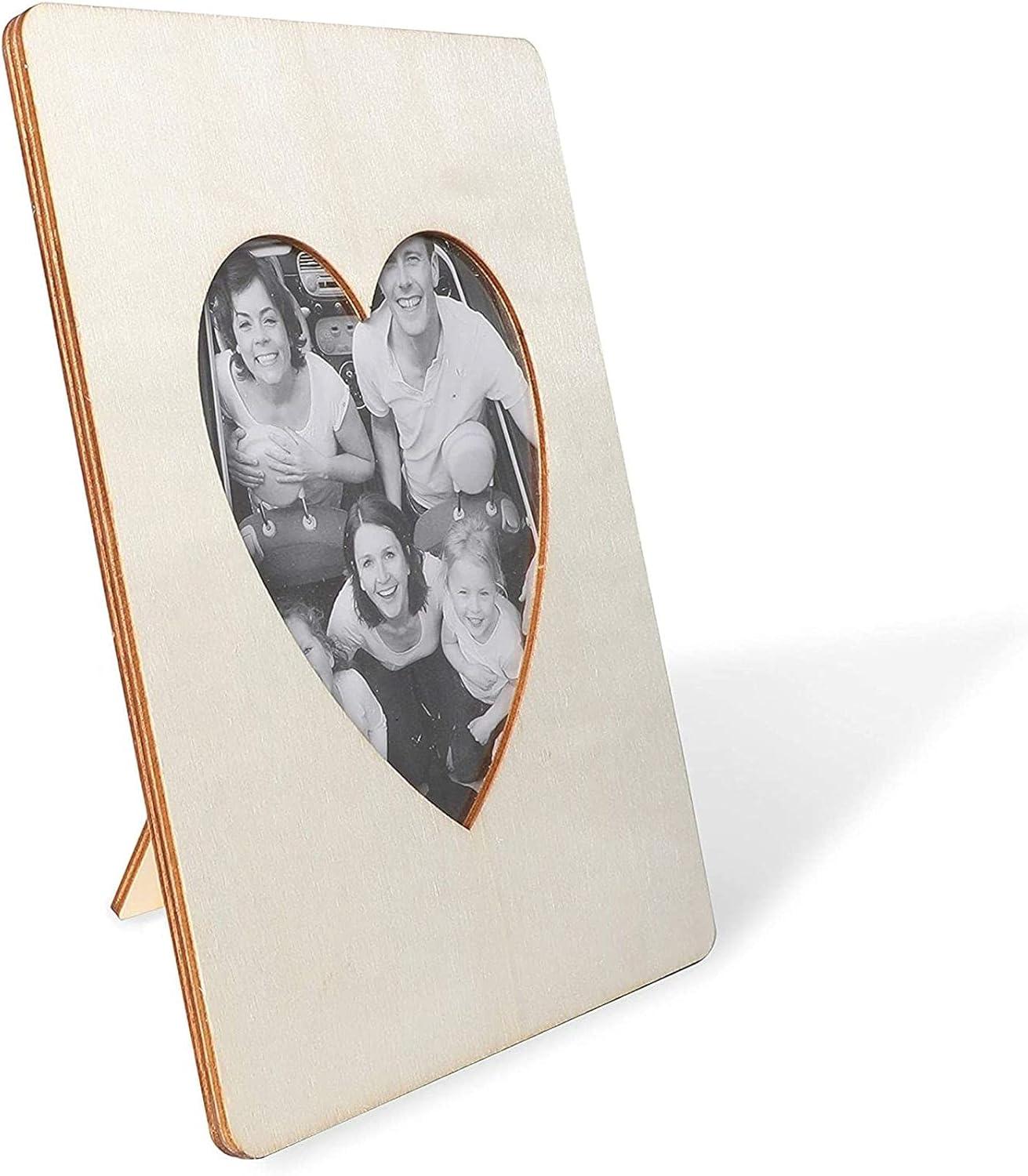 Bright Creations 4 Pack Unfinished Wood Craft Frames for 4 x 6 Photos, Heart