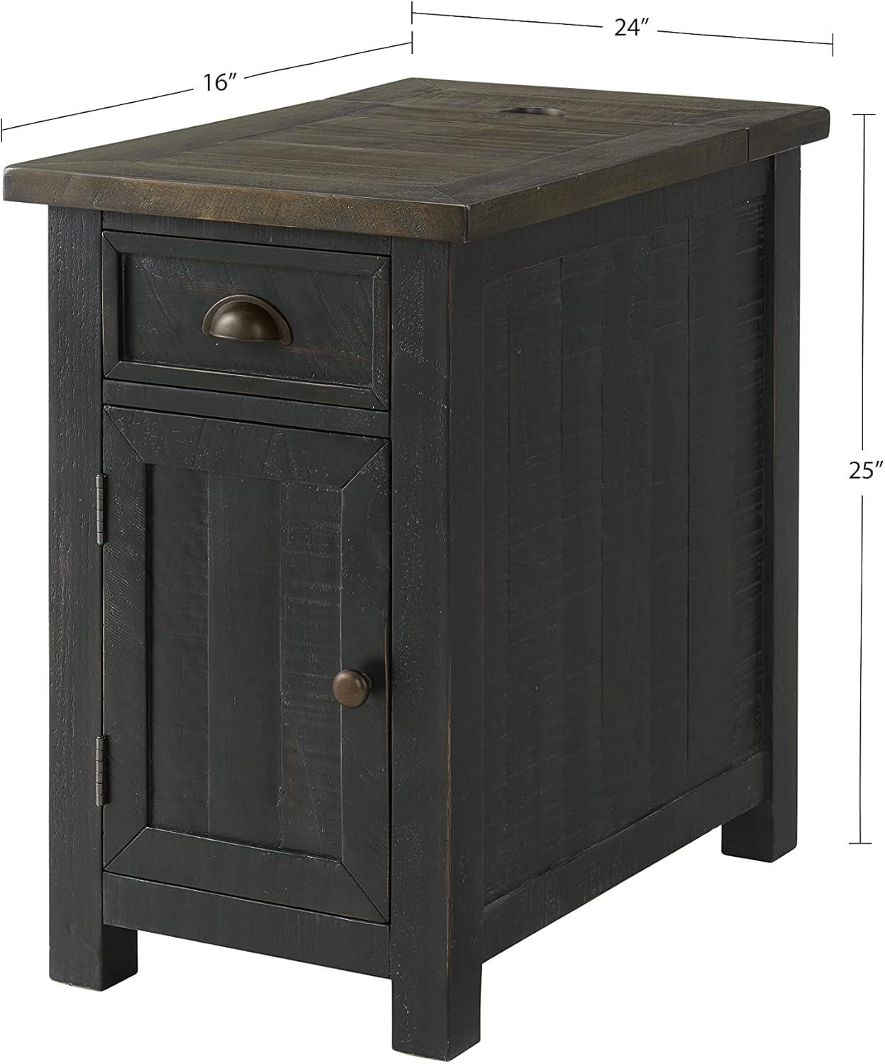 Martin Svensson Home Monterey Chairside Table with Power, Cream White and Brown