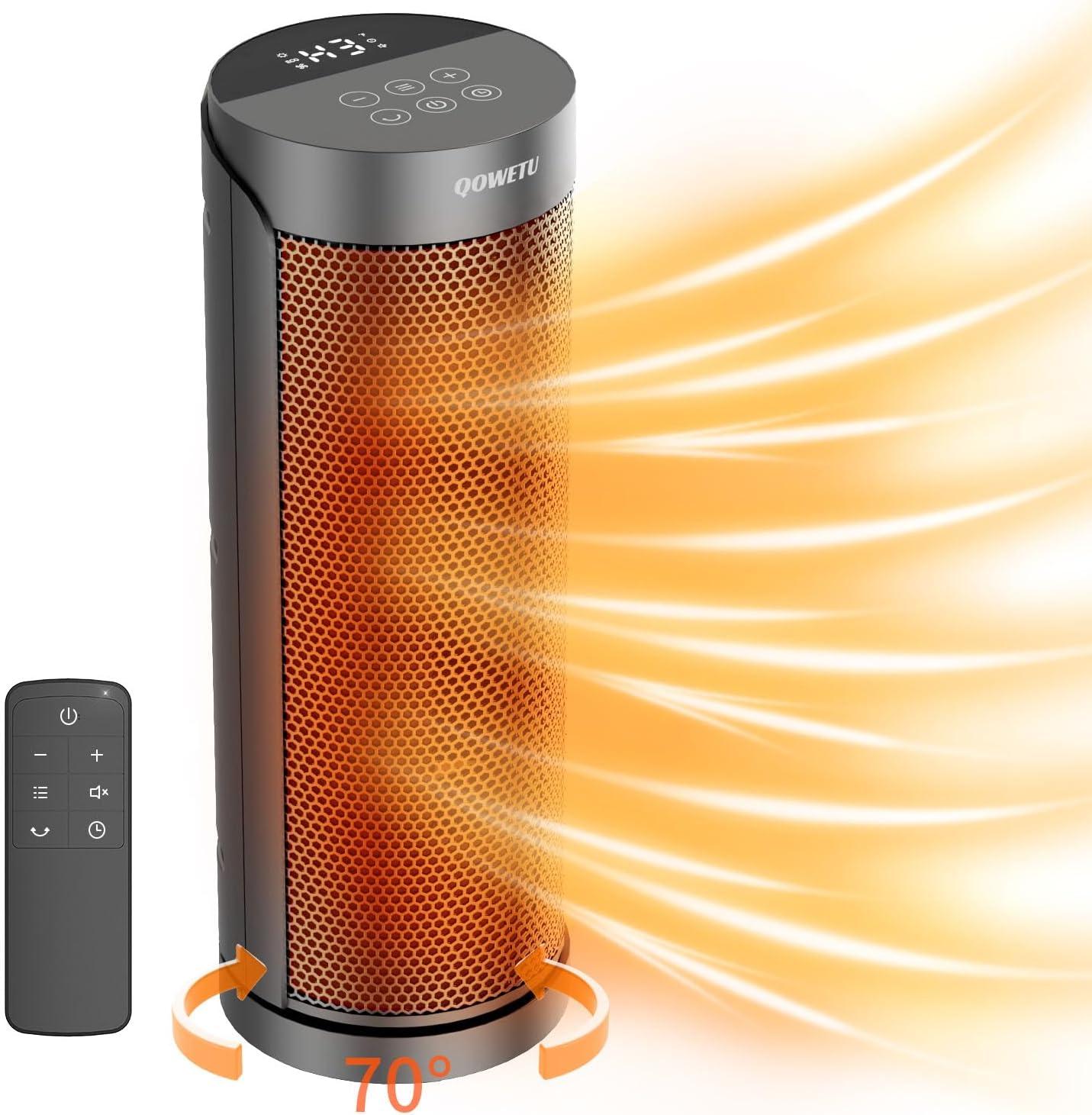 17-Inch Black Electric Space Heater with Thermostat and Remote