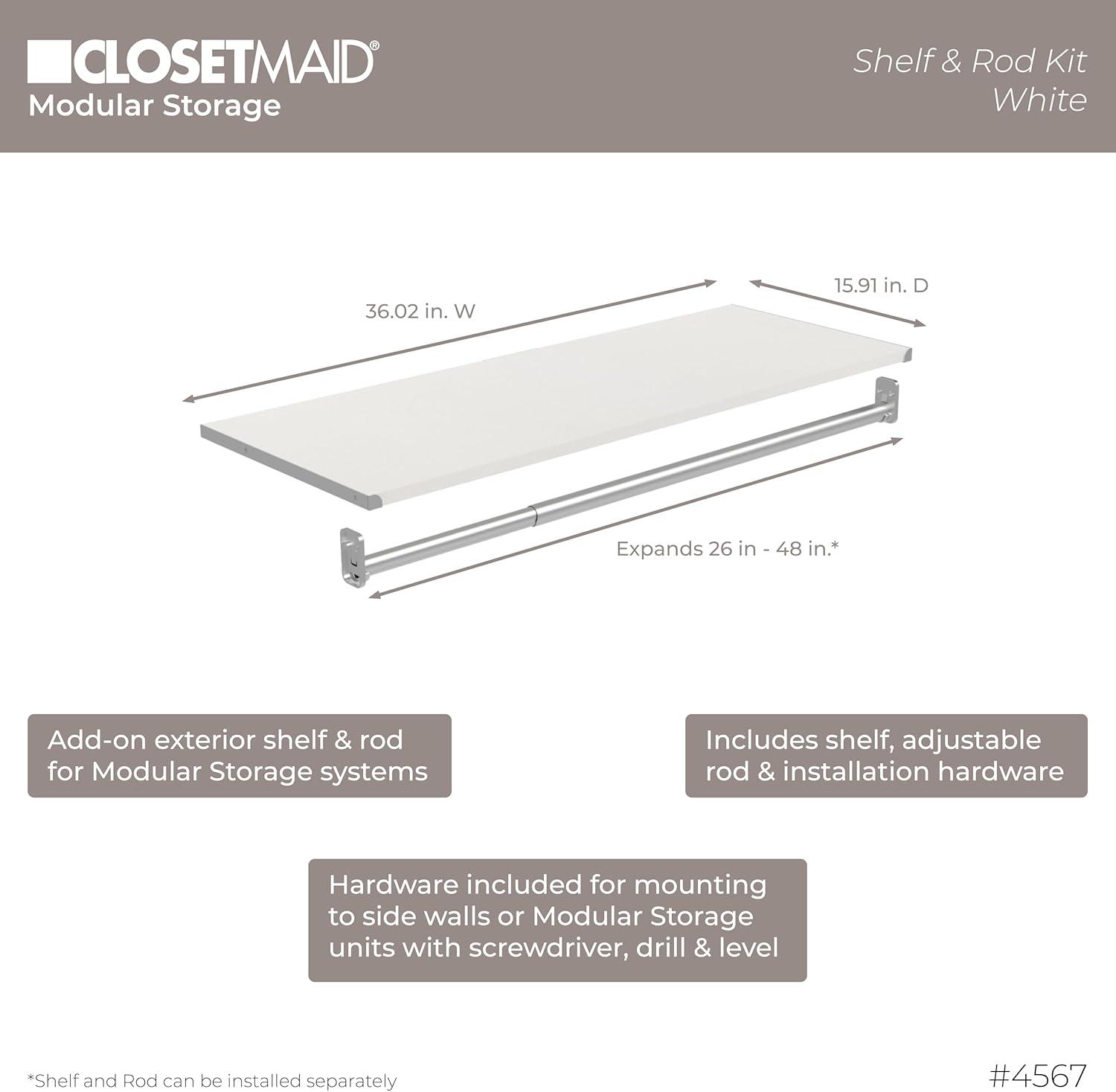 Modular Storage 36.02" W Shelf & Closet Rod