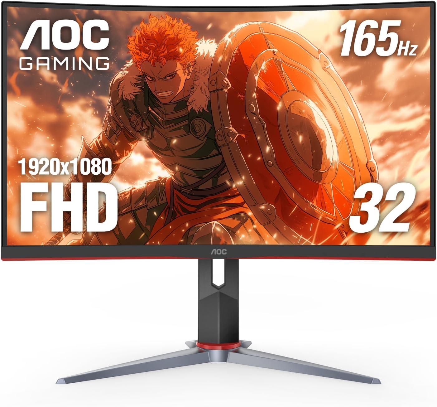 AOC 32" Curved Black and Red LED Gaming Monitor