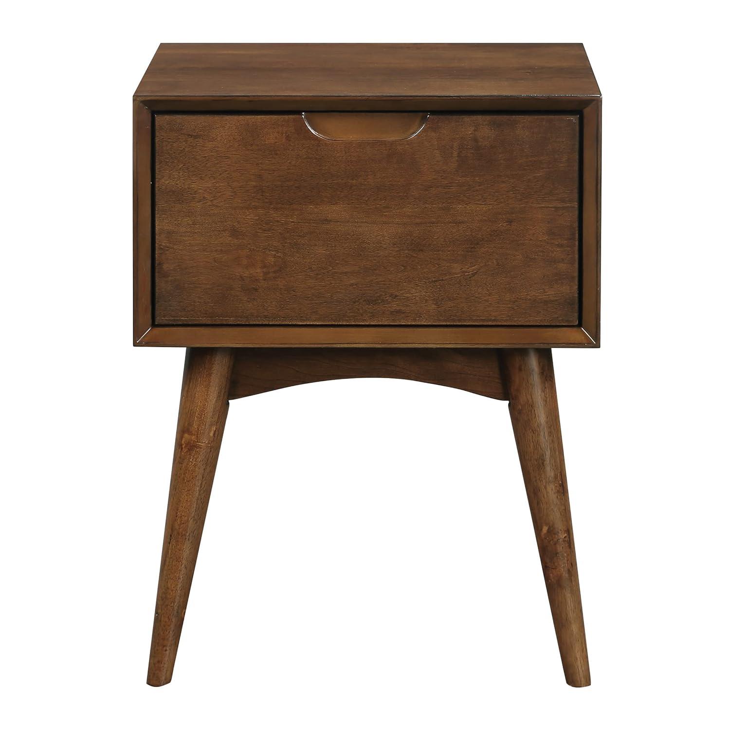 Copenhagen Wood Accent Table with Drawer in Walnut Finish