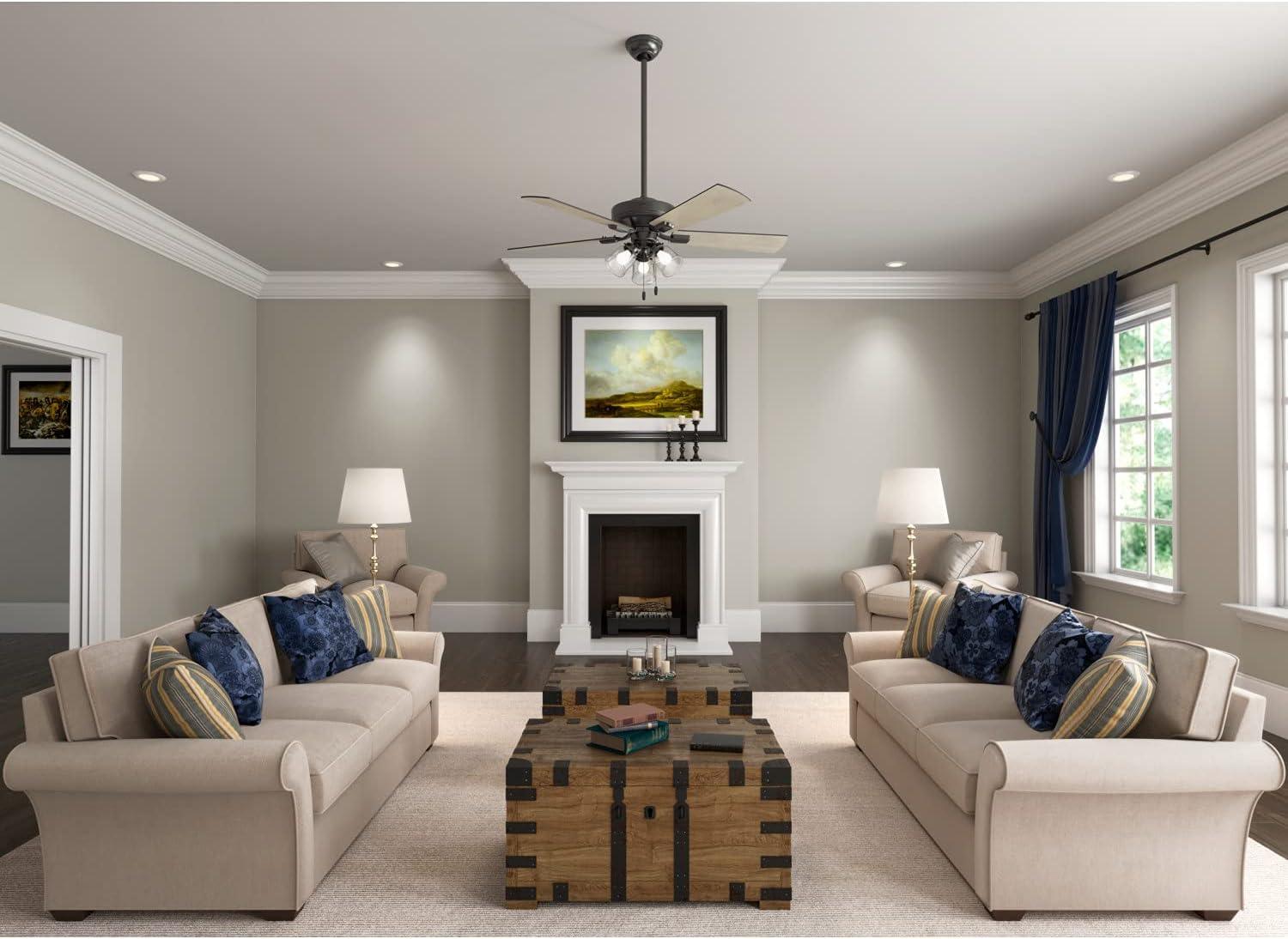 Hunter Fan 52" Crestfield 5 - Blade Modern Farmhouse Indoor Ceiling Fan with Light and Pull Chains